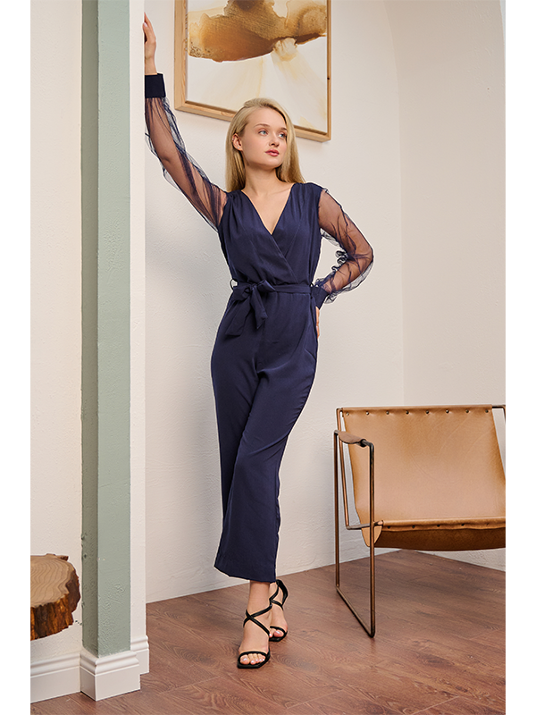 georgette Jumpsuit in Blue
