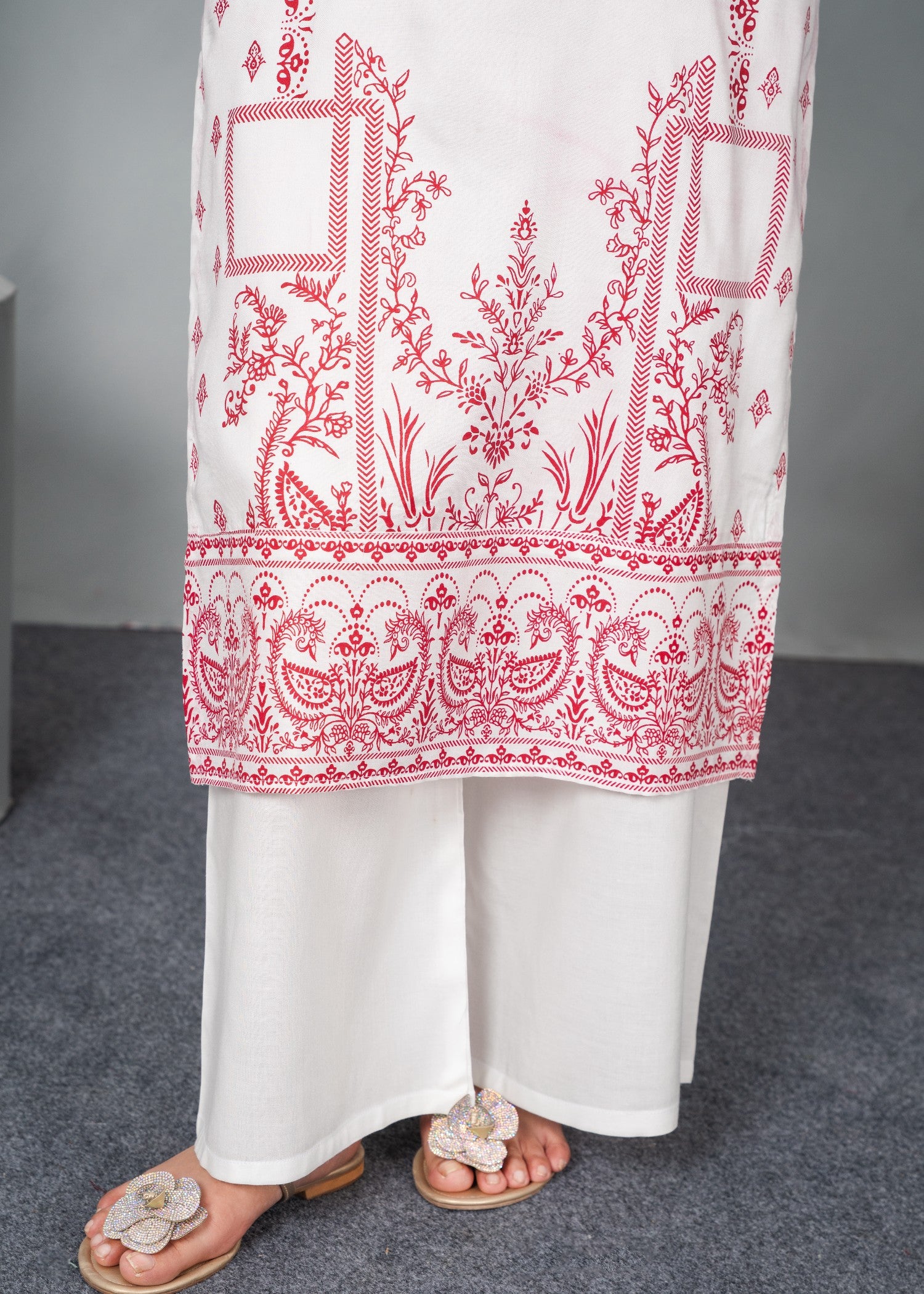 linen Kurta Set in White