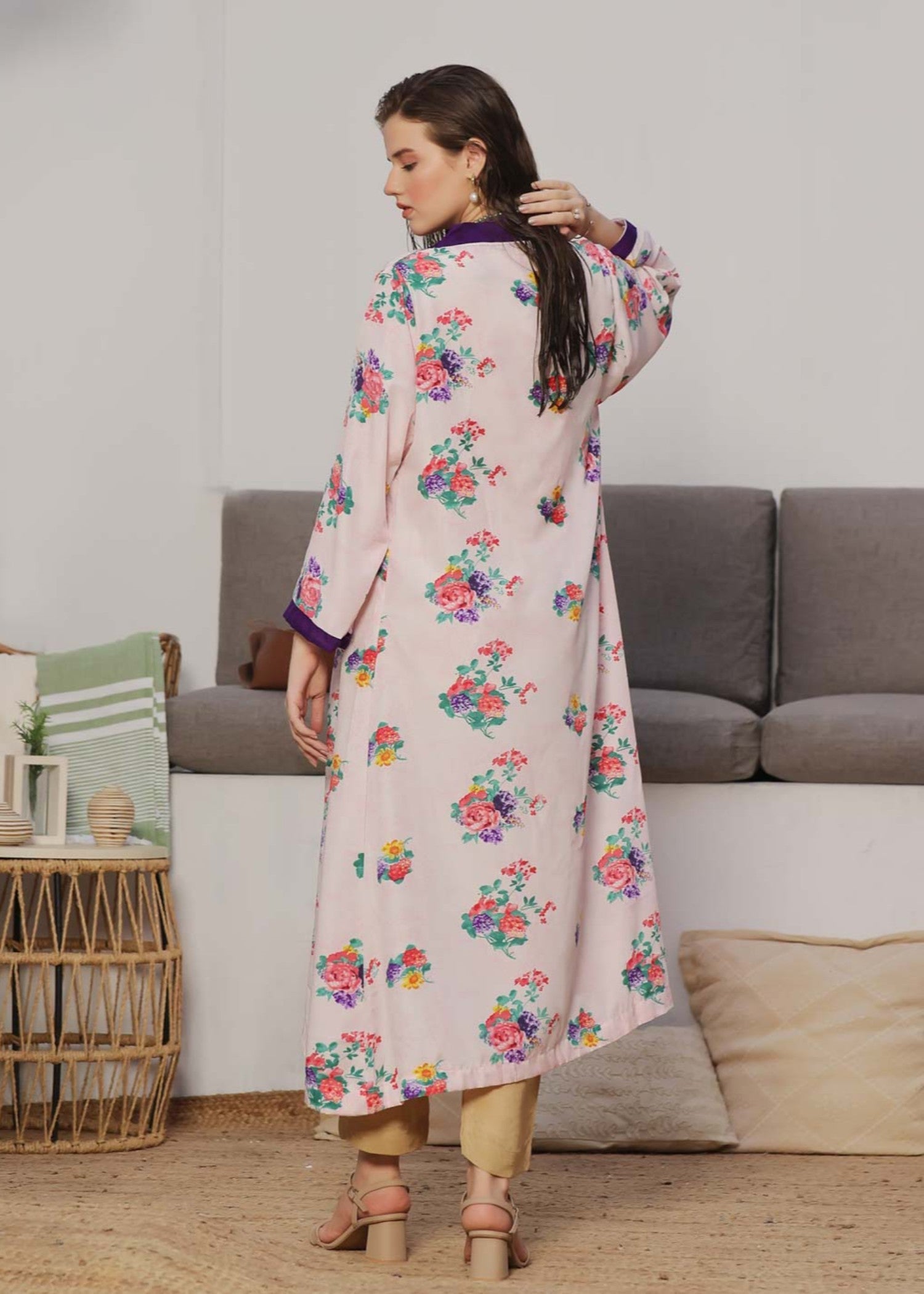 swiss lawn Gown in Pink