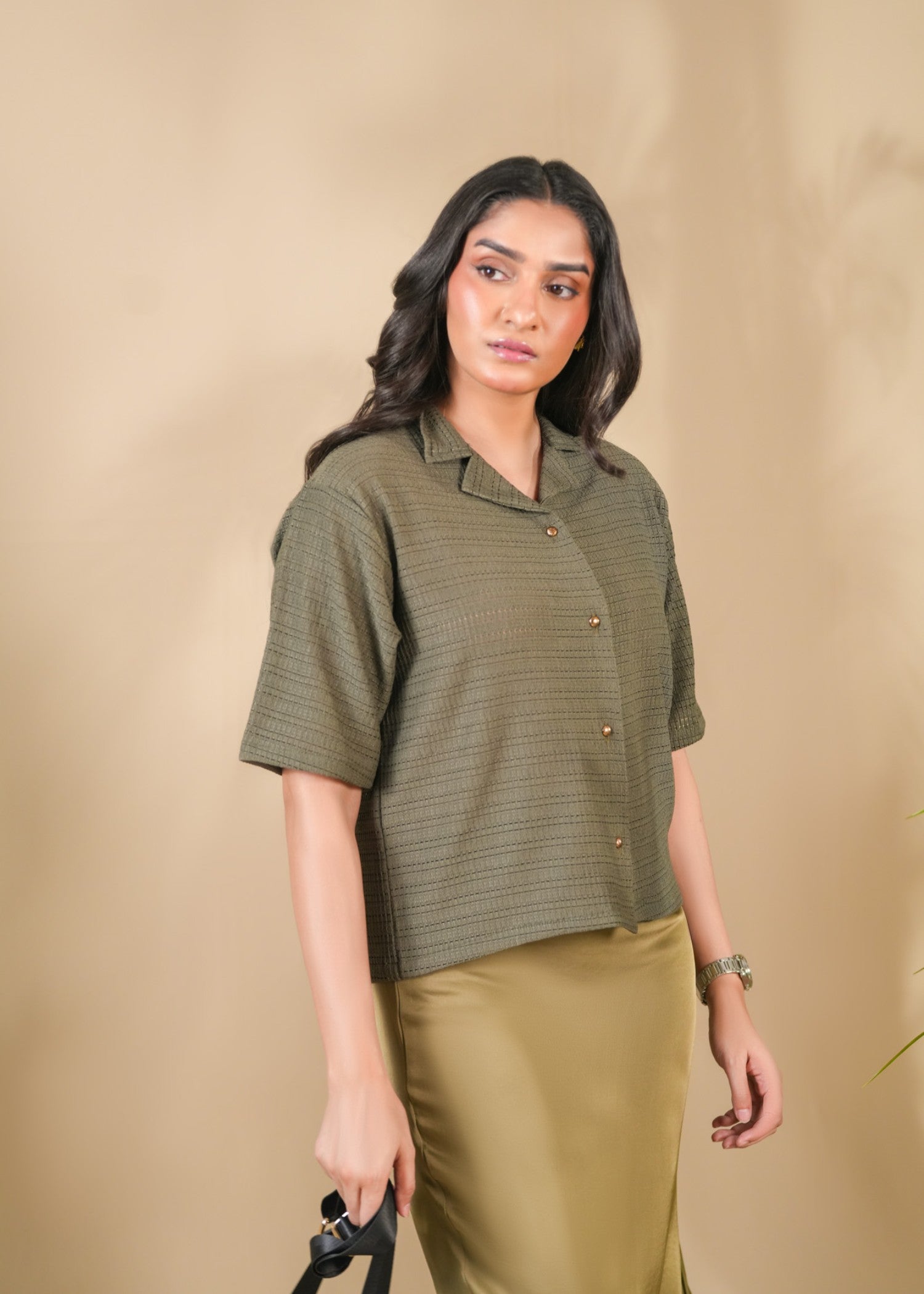 jersey knit Top in Olive green