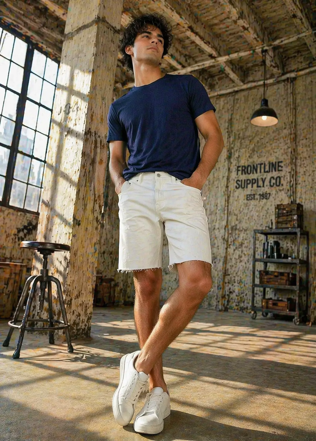 denim Shorts in Off-white