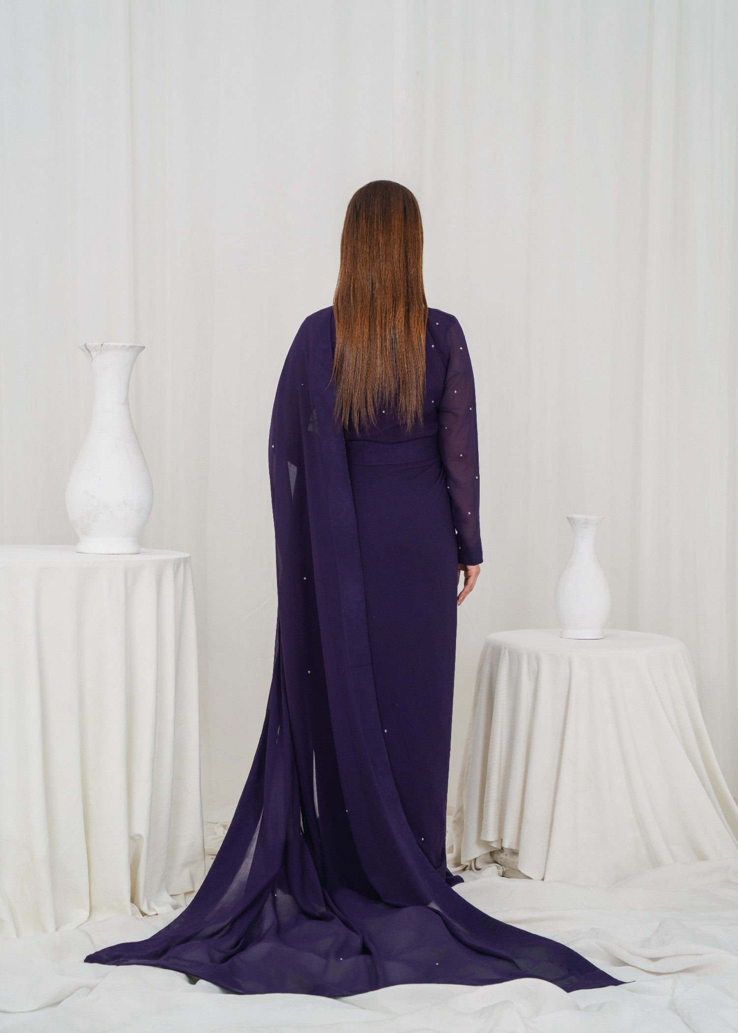 chiffon Saree in Royal purple