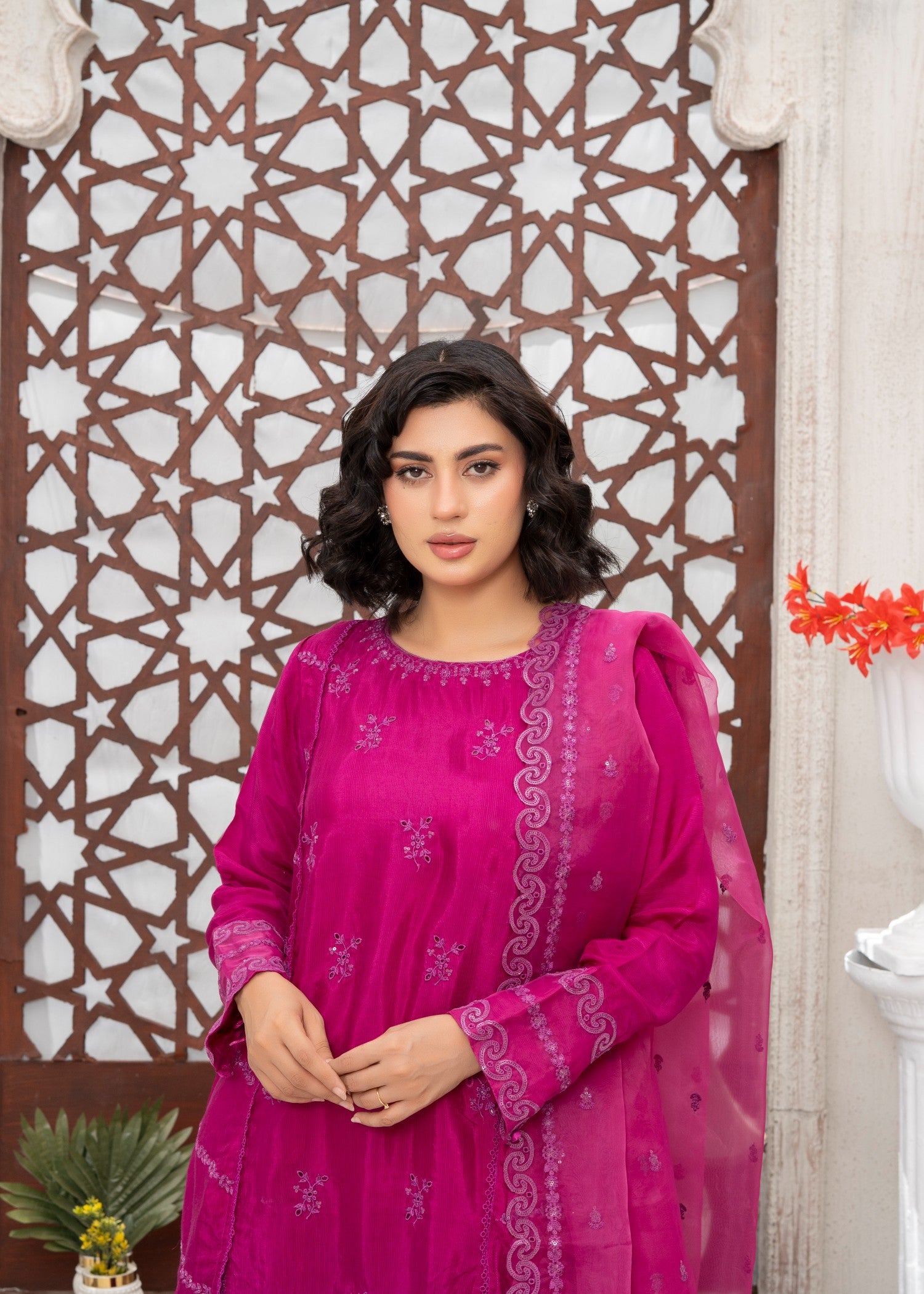 raw silk Sharara in Purple