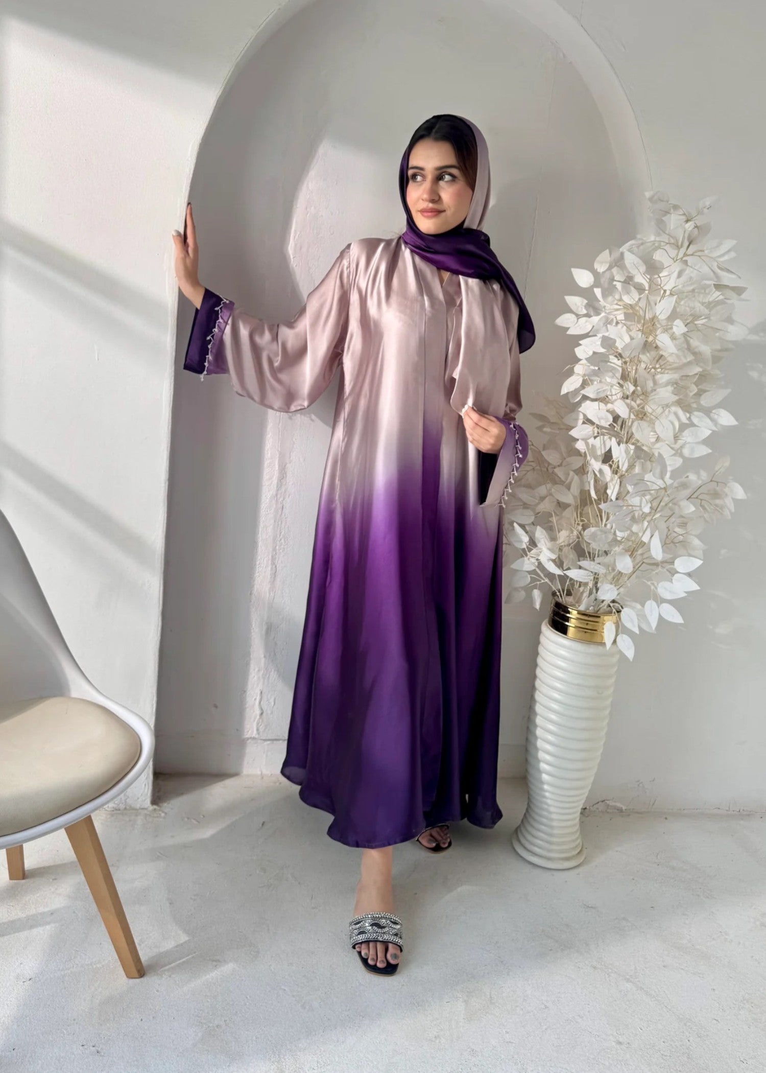 silk Abaya in Purple