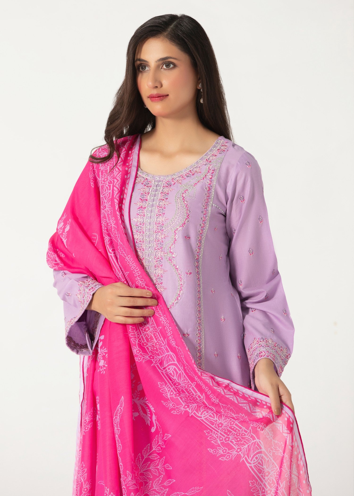 cotton Kurta Set in Bright lavender