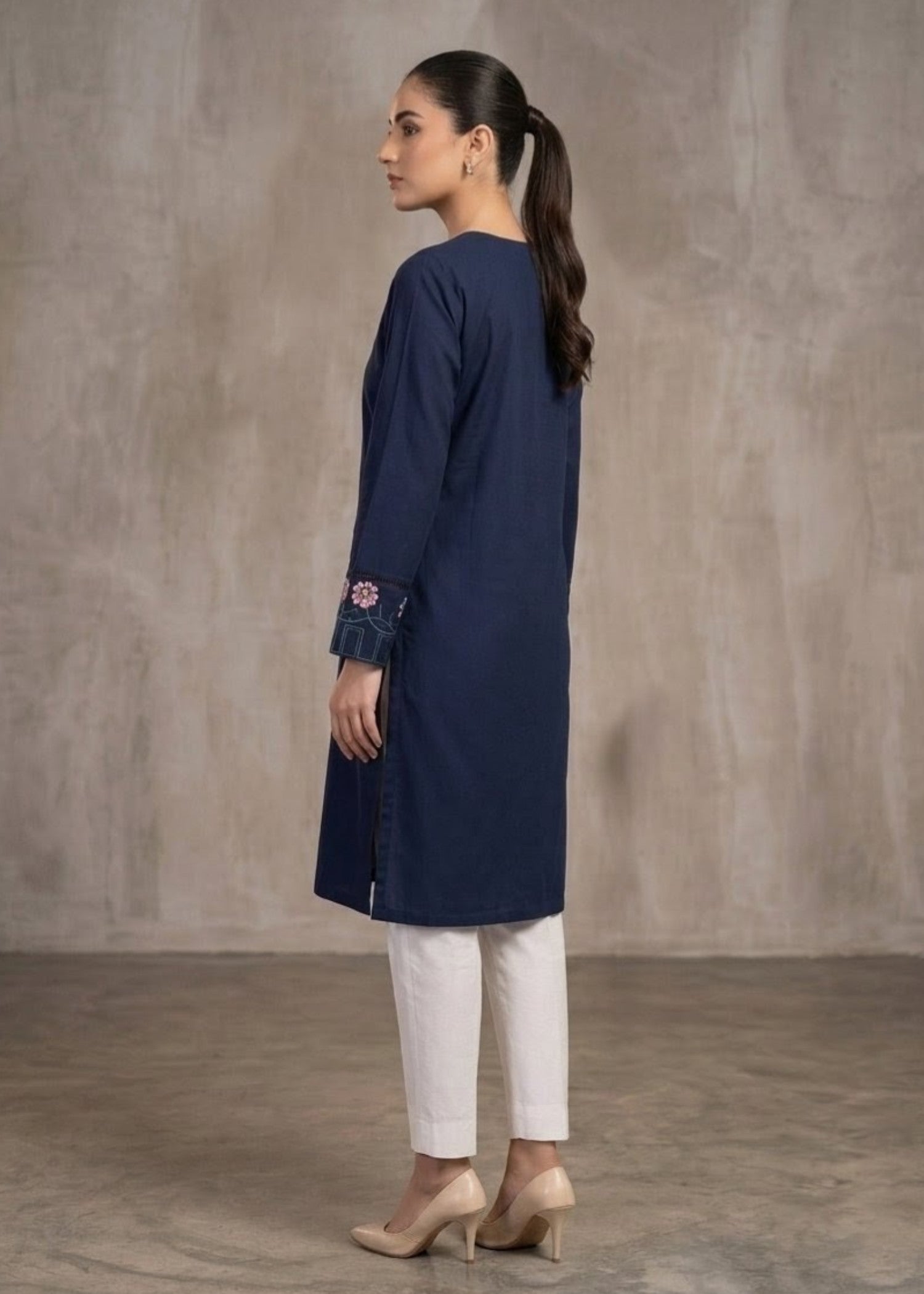 cotton Kurta Set in Dark blue