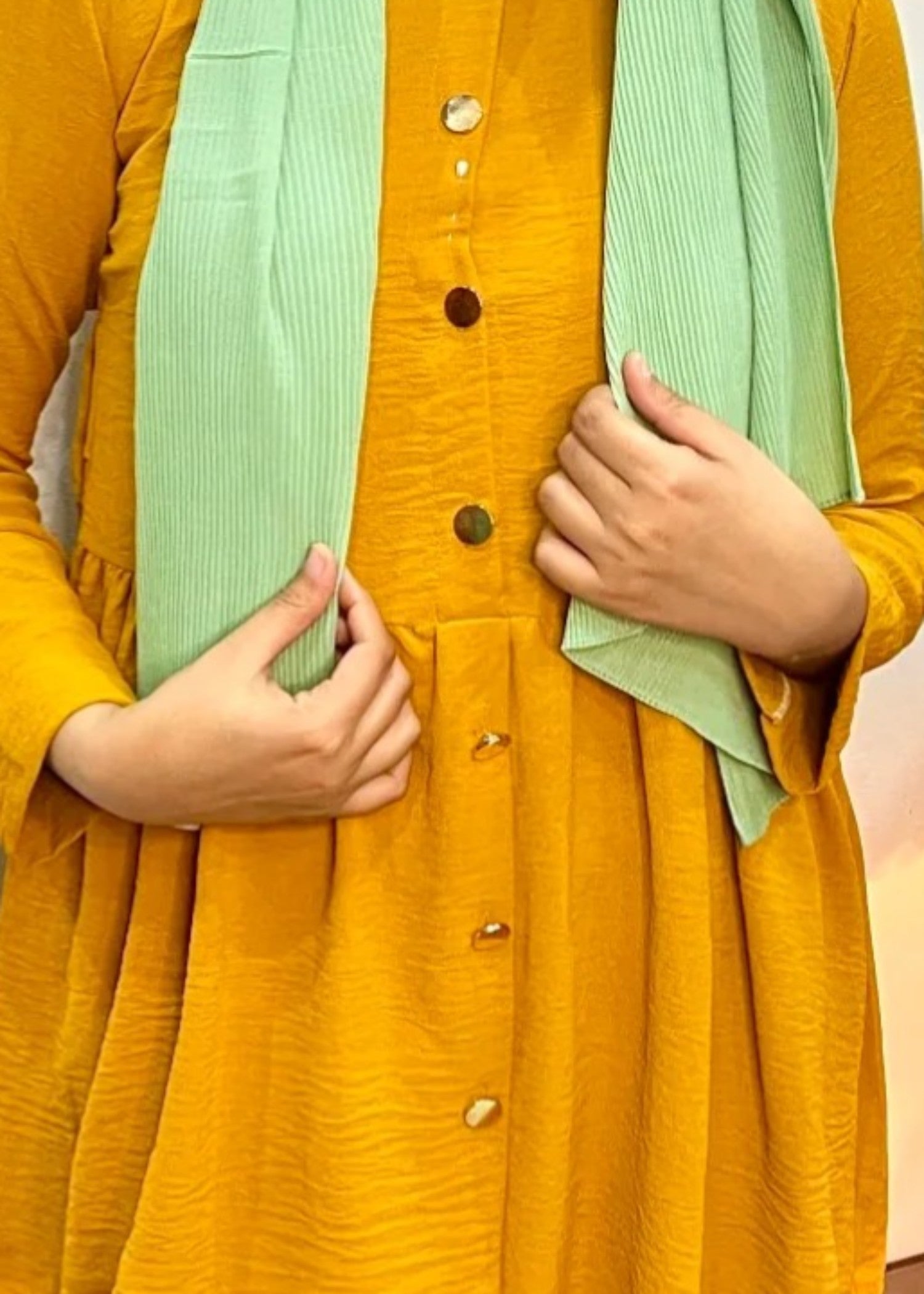 crepe Short Frock in Mari gold