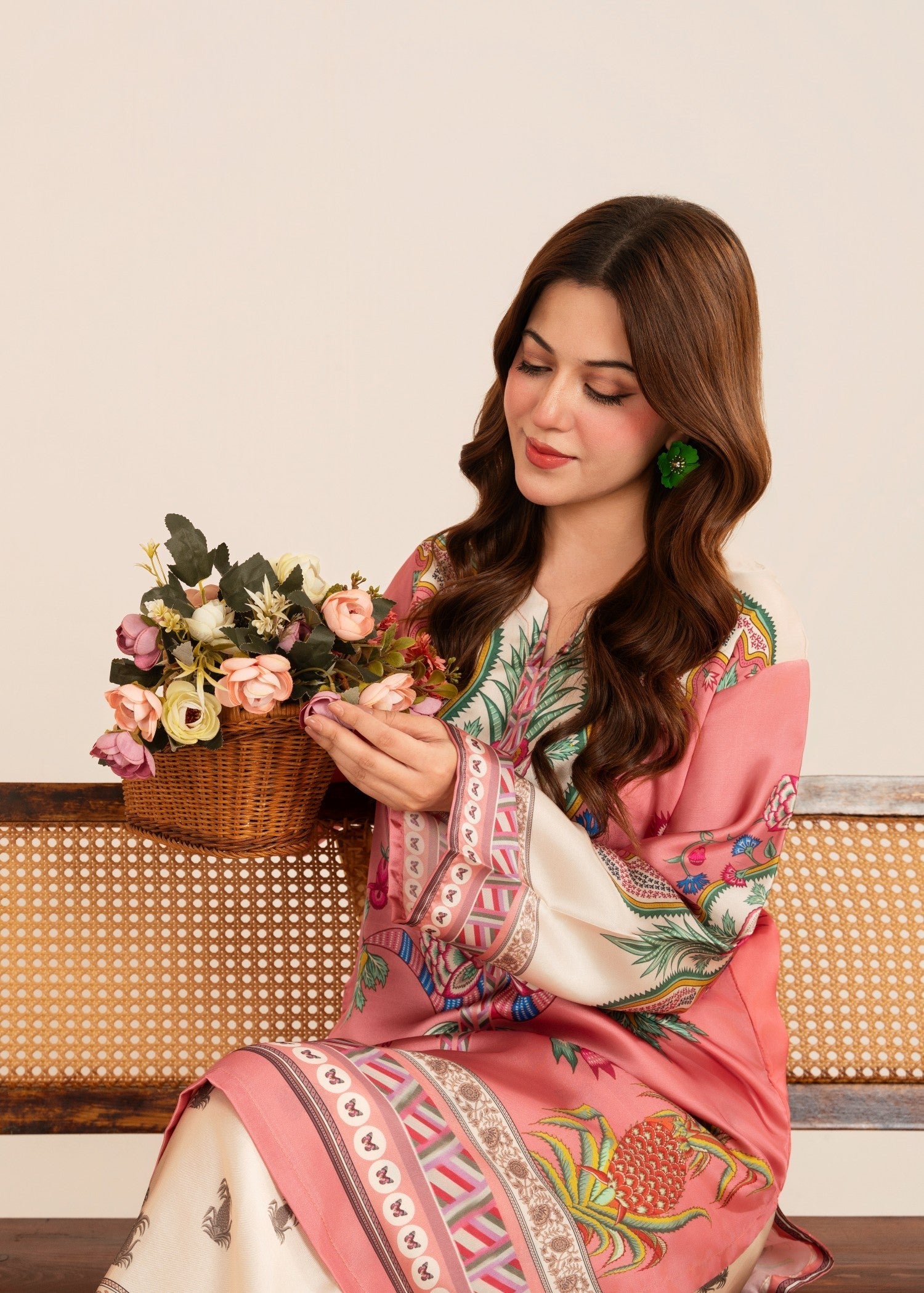 poly lawn Kurta Set in Light pink