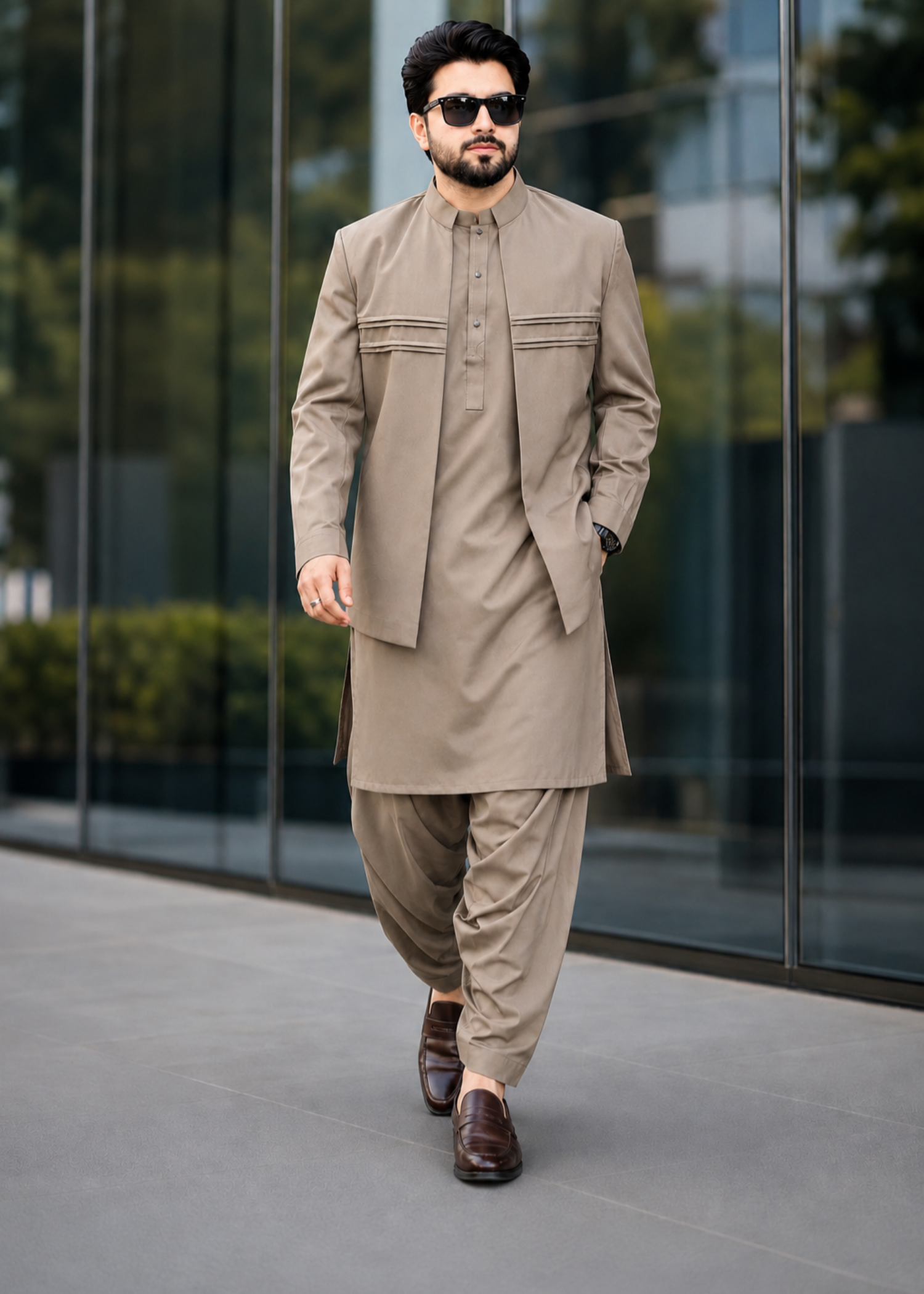 wash & wear Prince Coat in Beige by The Great Masters (TGM)