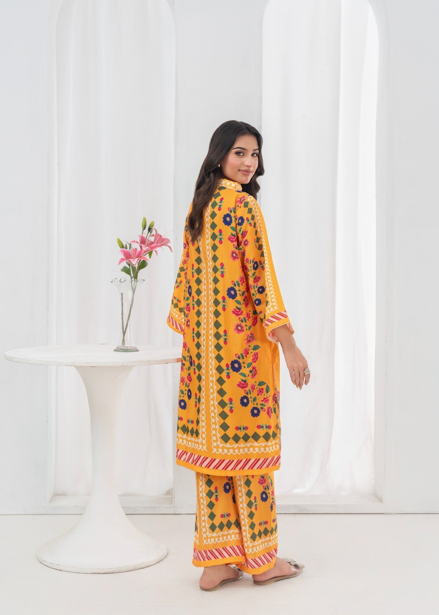 poly lawn Co Ord Sets in Honey