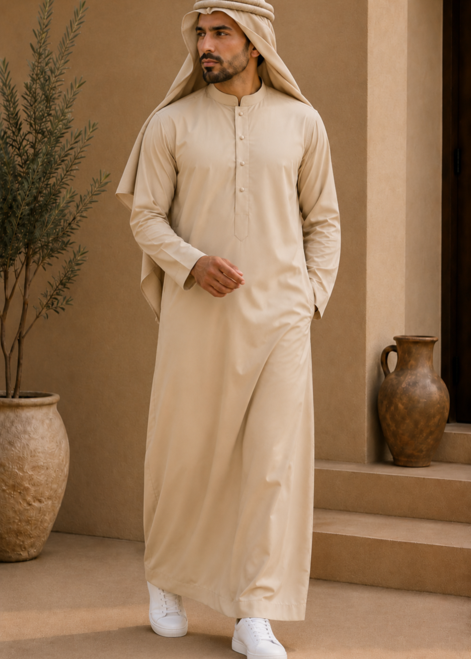 wash & wear Kurta in Beige
