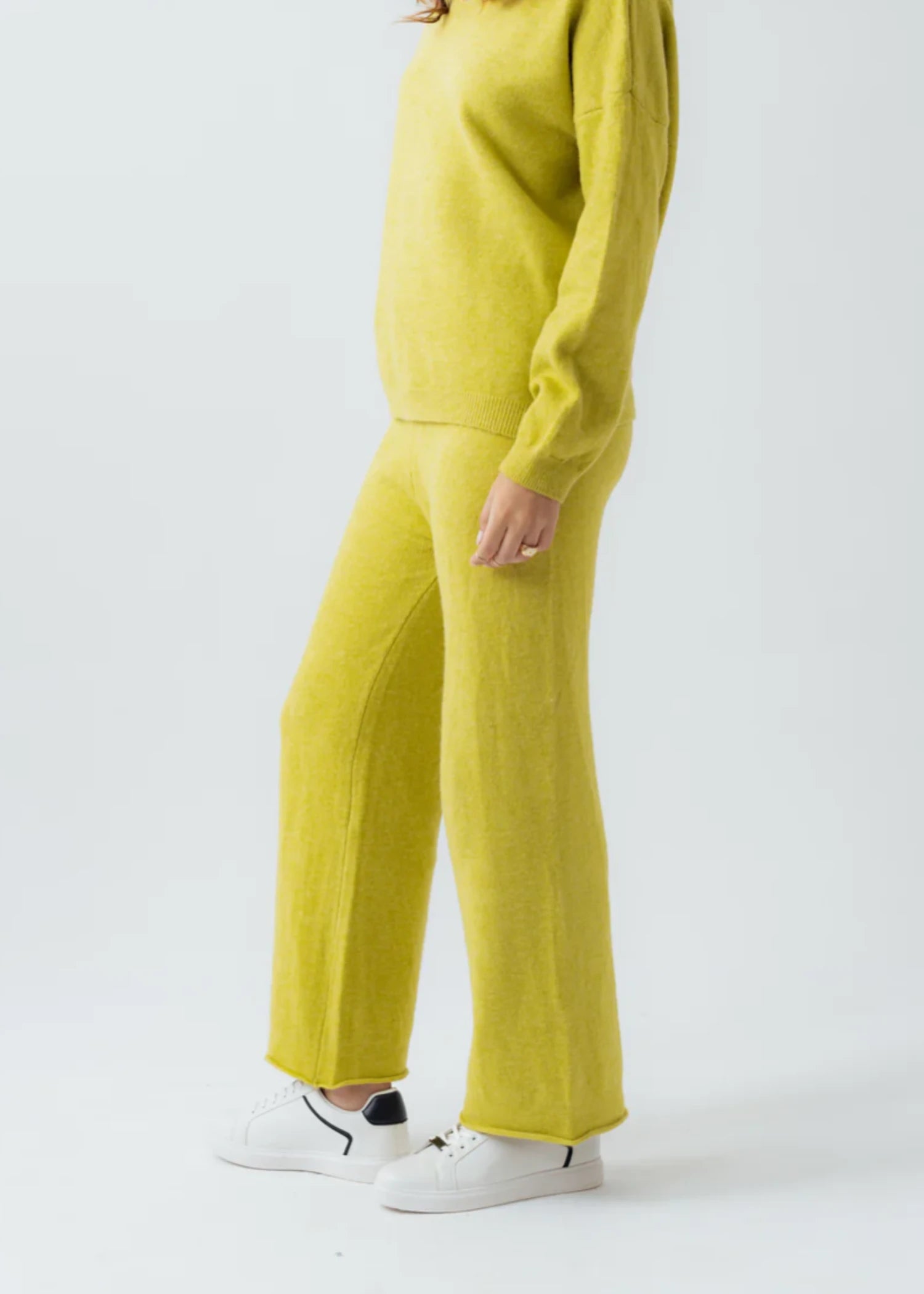 polyester Trousers in Key lime