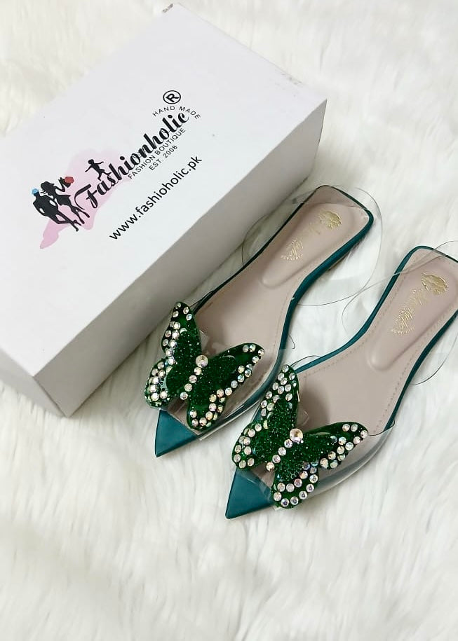 Mules in Bottle green by - High Quality Women Mules DRT7030