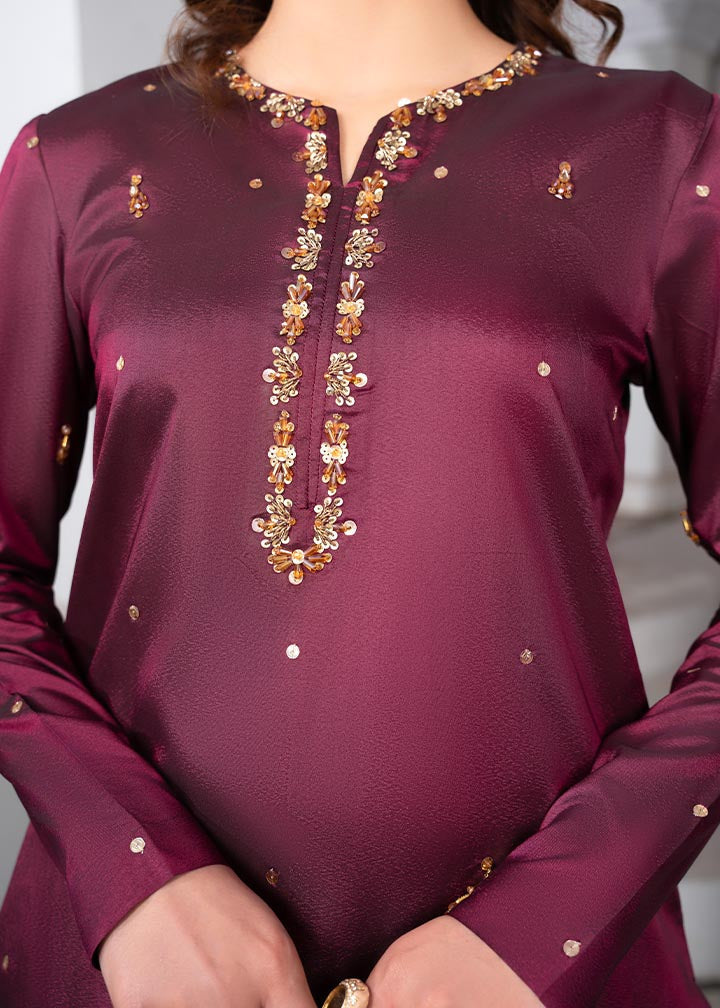 kattan silk Kurta Set in Plum