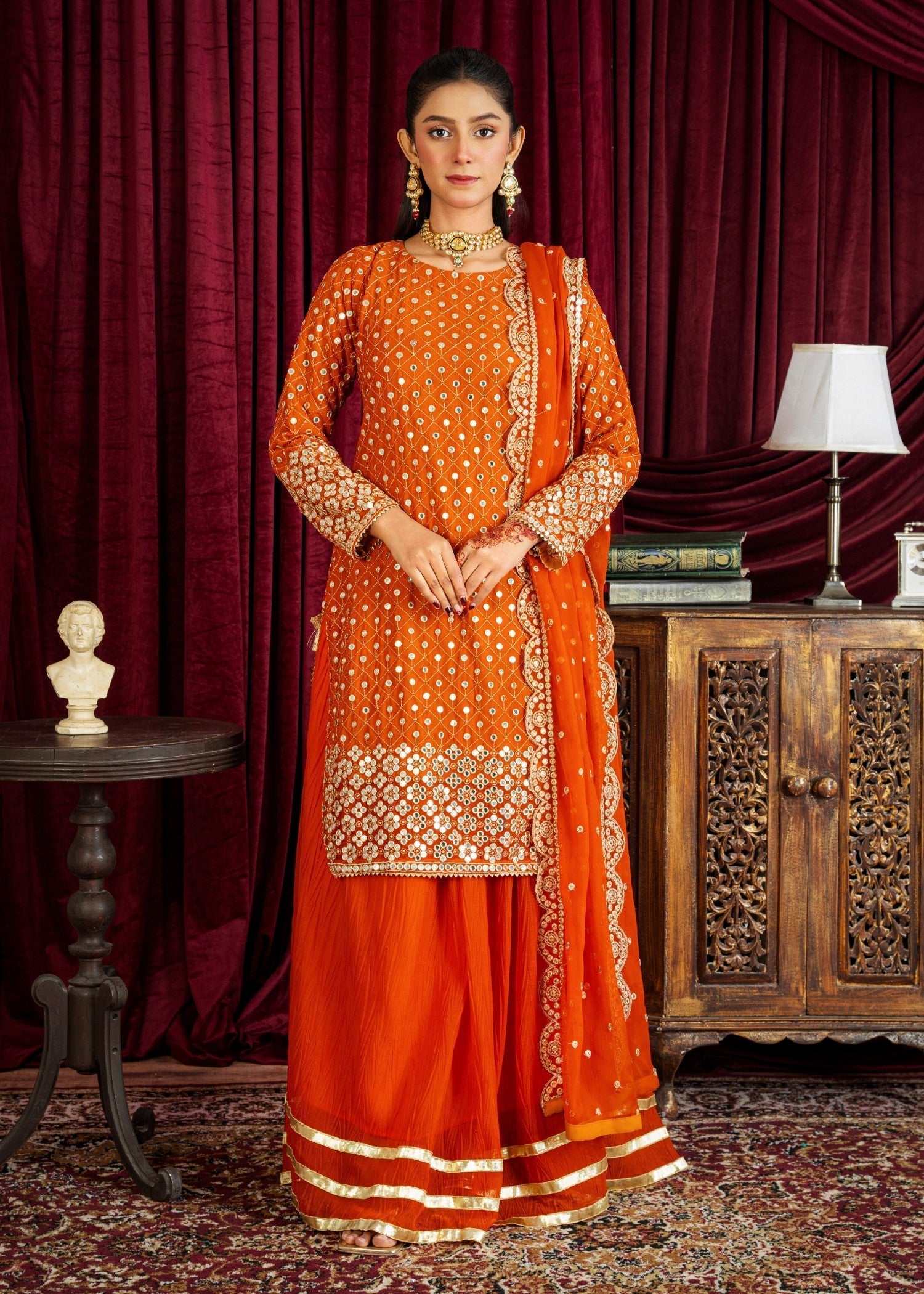 chiffon Sharara in Orange