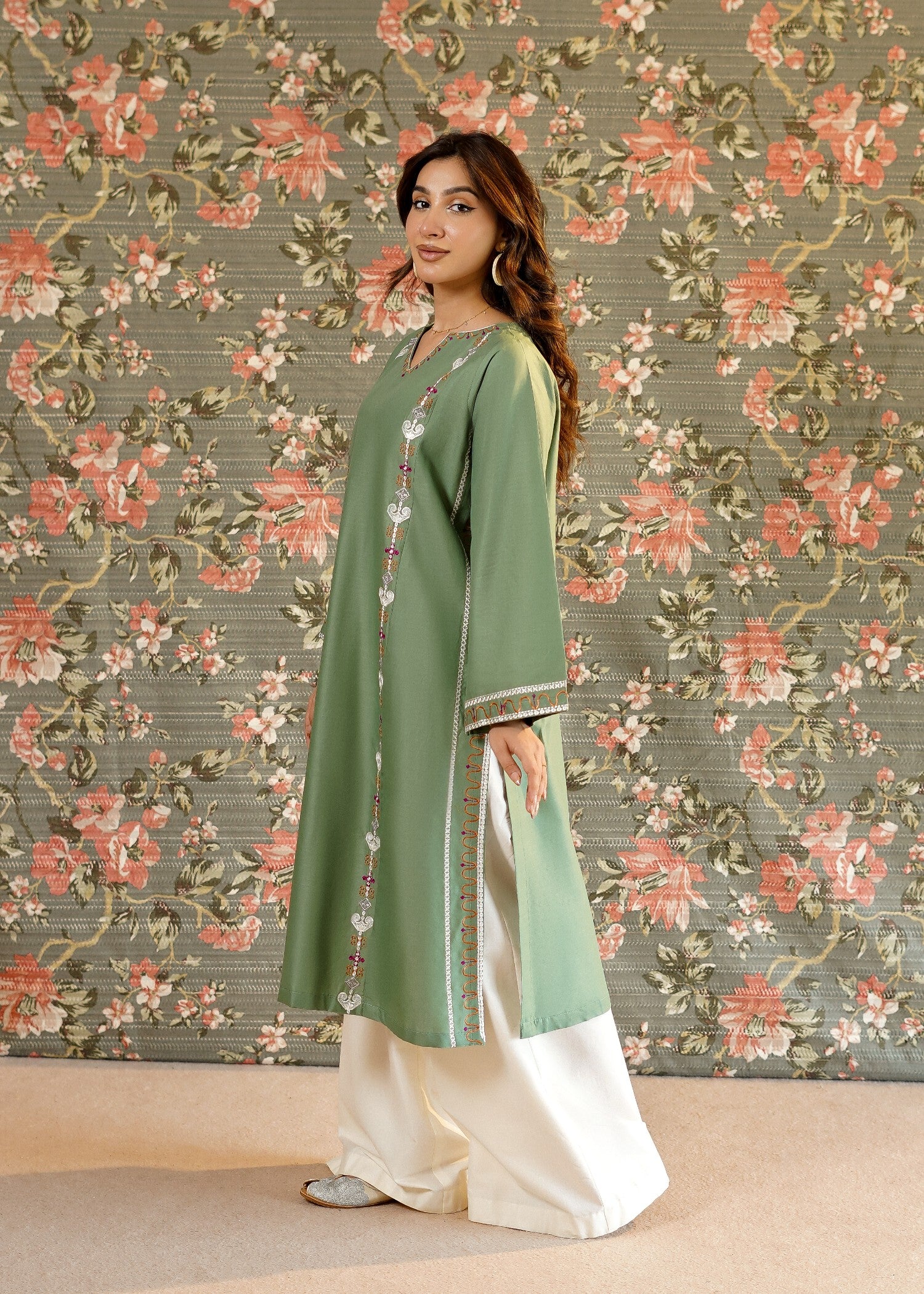 lawn Kurti in Pastel green