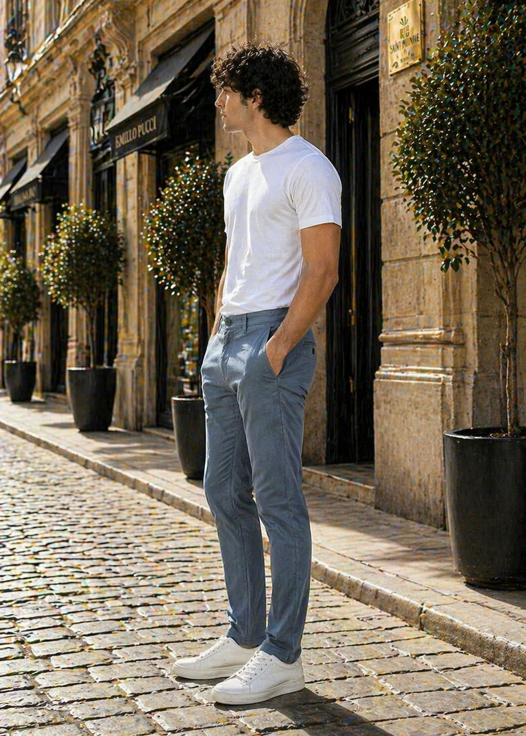 cotton Pants in Slate blue