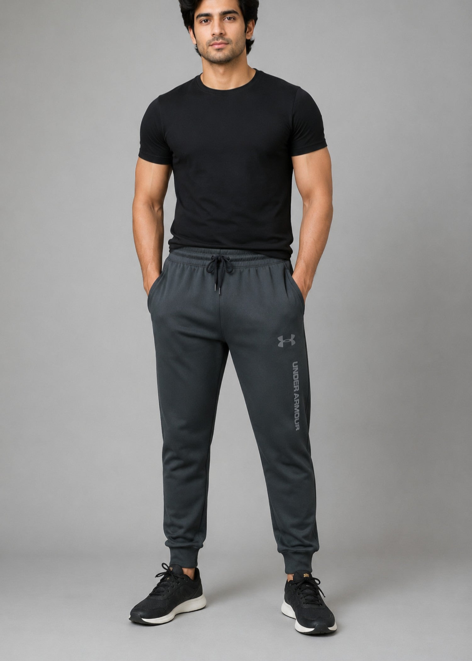 cotton Trousers in Charcoal black