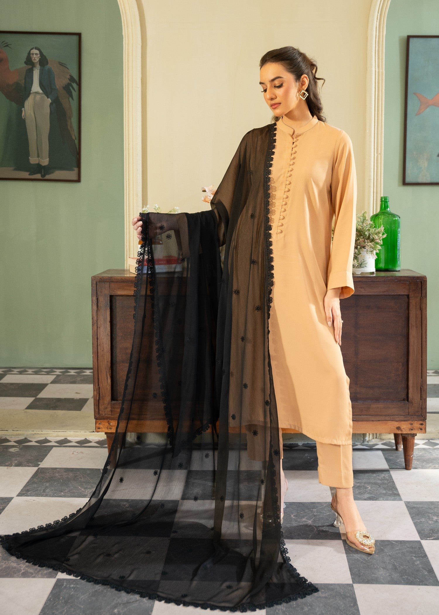 Dupatta in Black Color by - Trendy Women Dupatta QEB2389