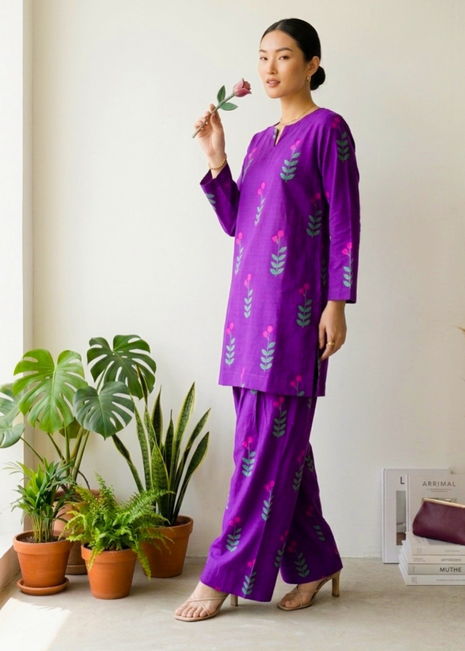 arabic lawn Co Ord Sets in Purple