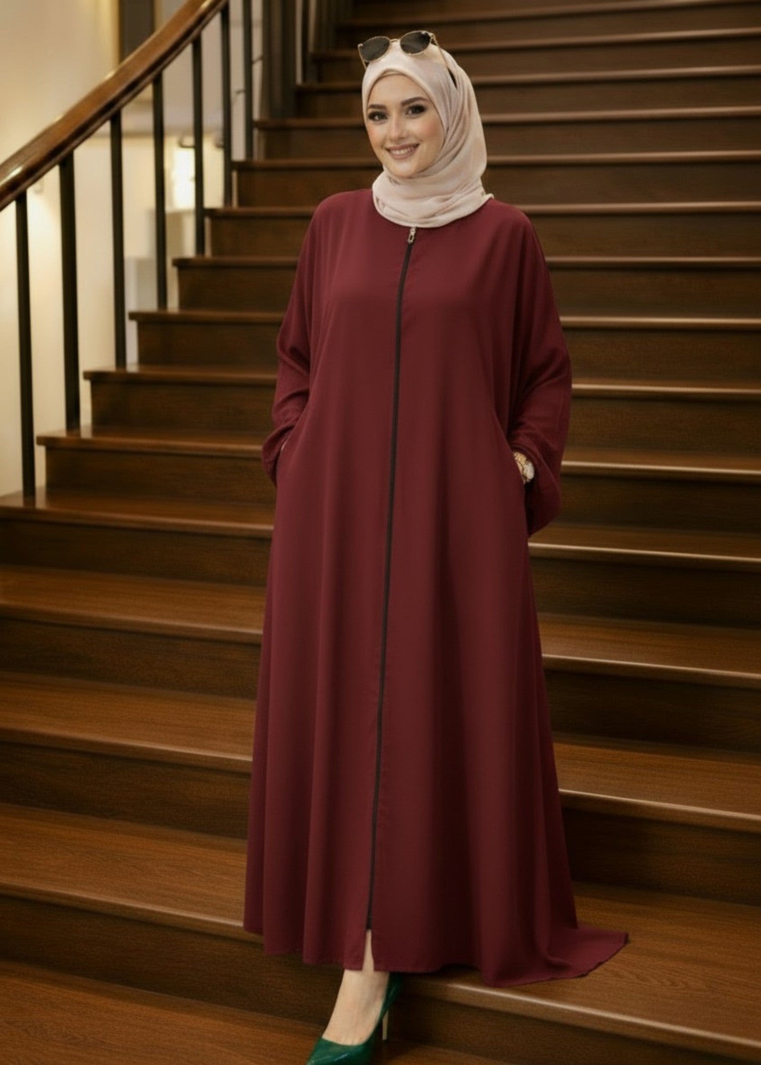 georgette Abaya in Maroon