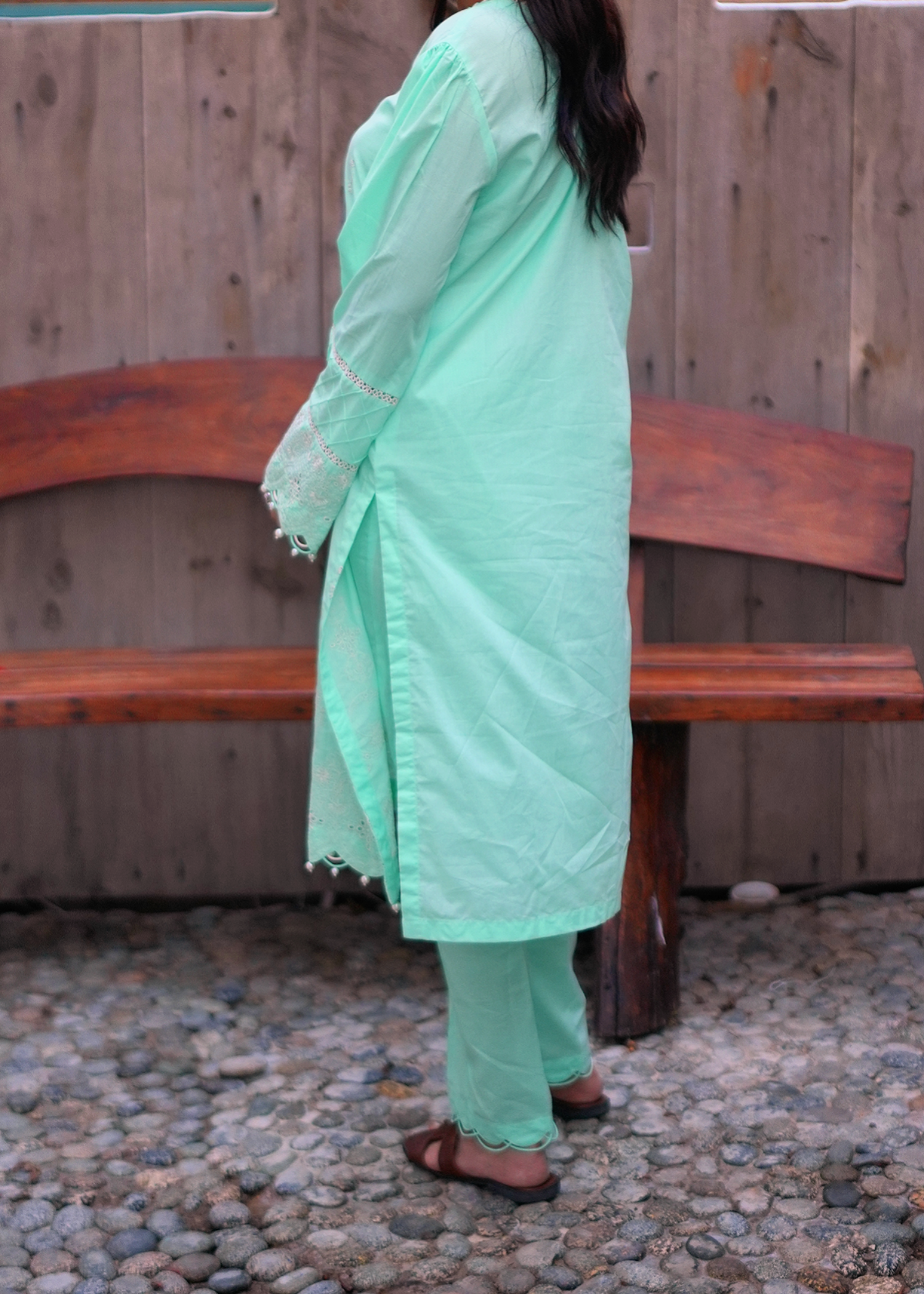 lawn cotton Unstitched in Mint green