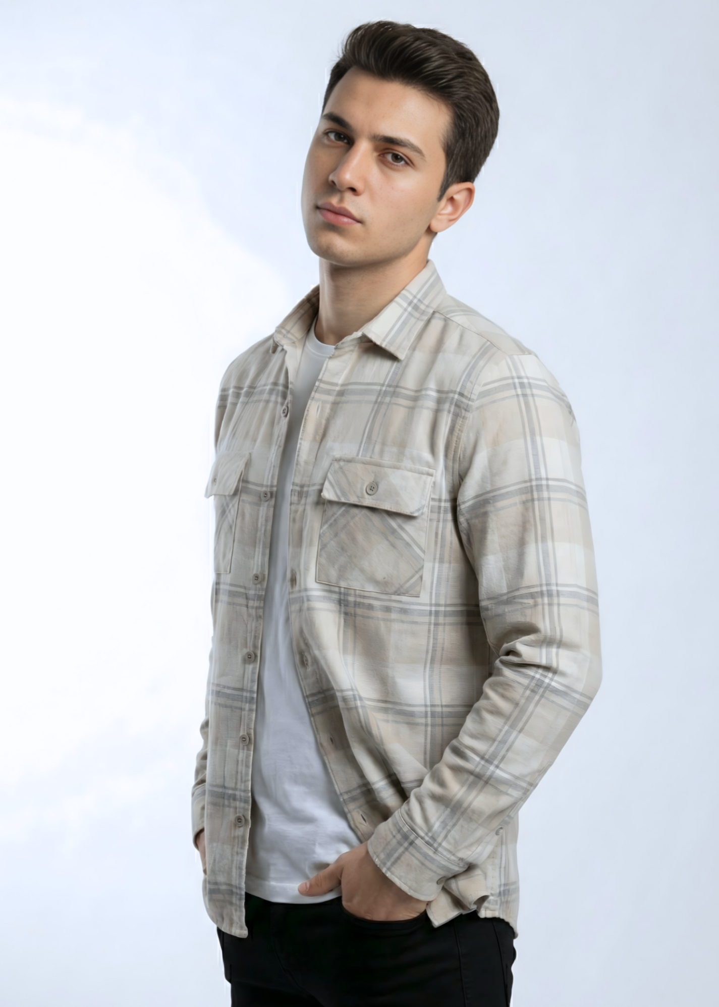 wool viscose Casual Shirt in Beige
