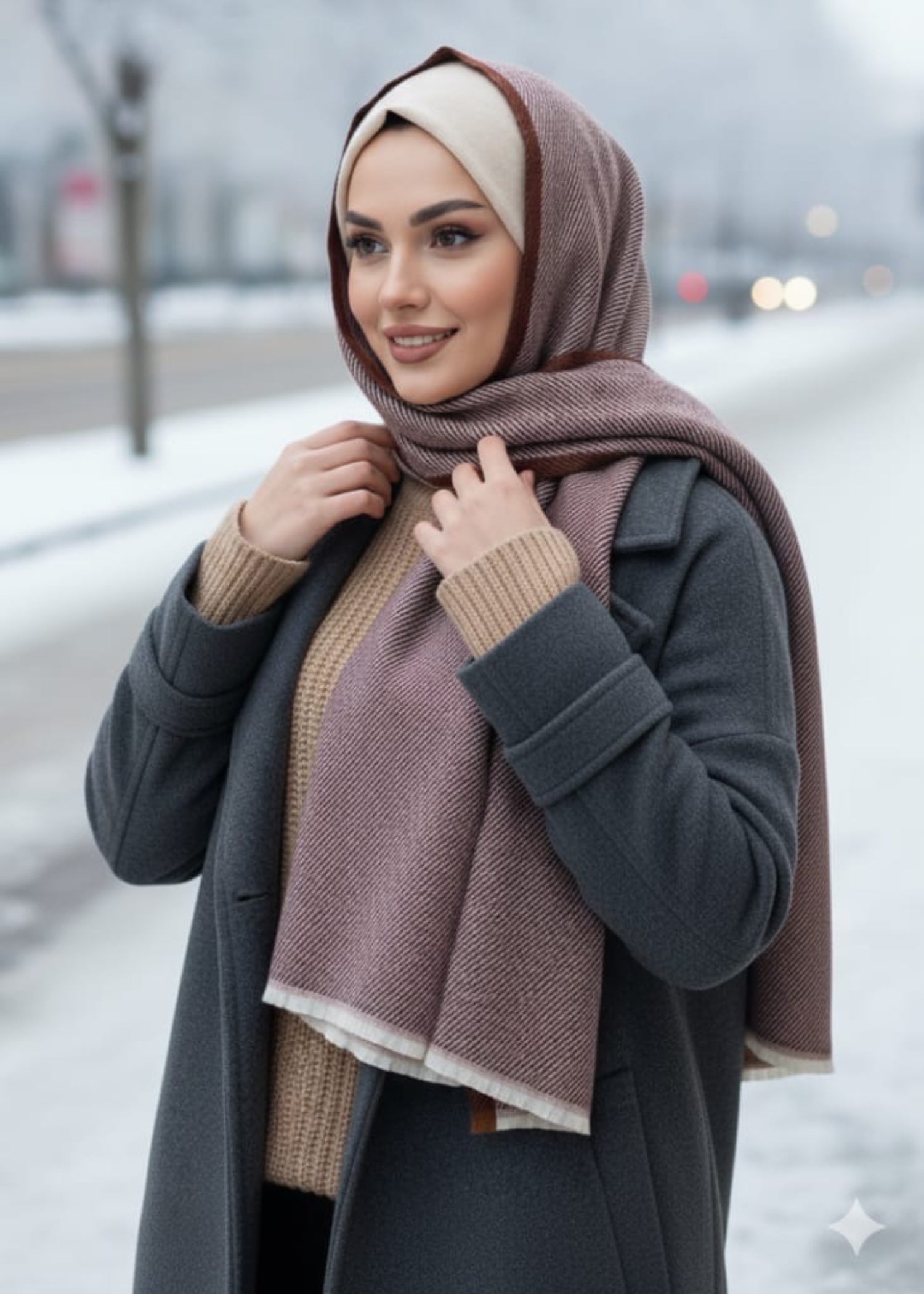 wool Hijab in Chocolate brown