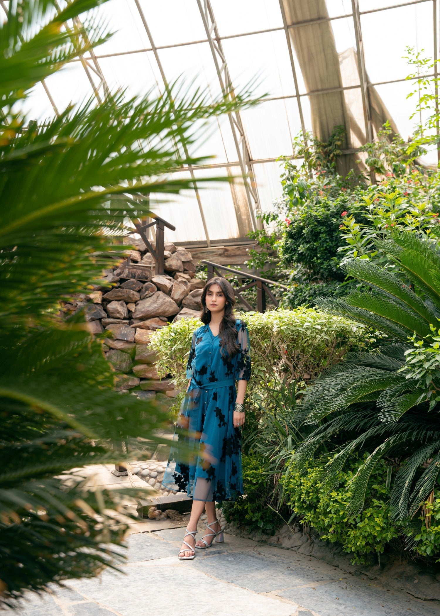 polyester net Dress in Sea green