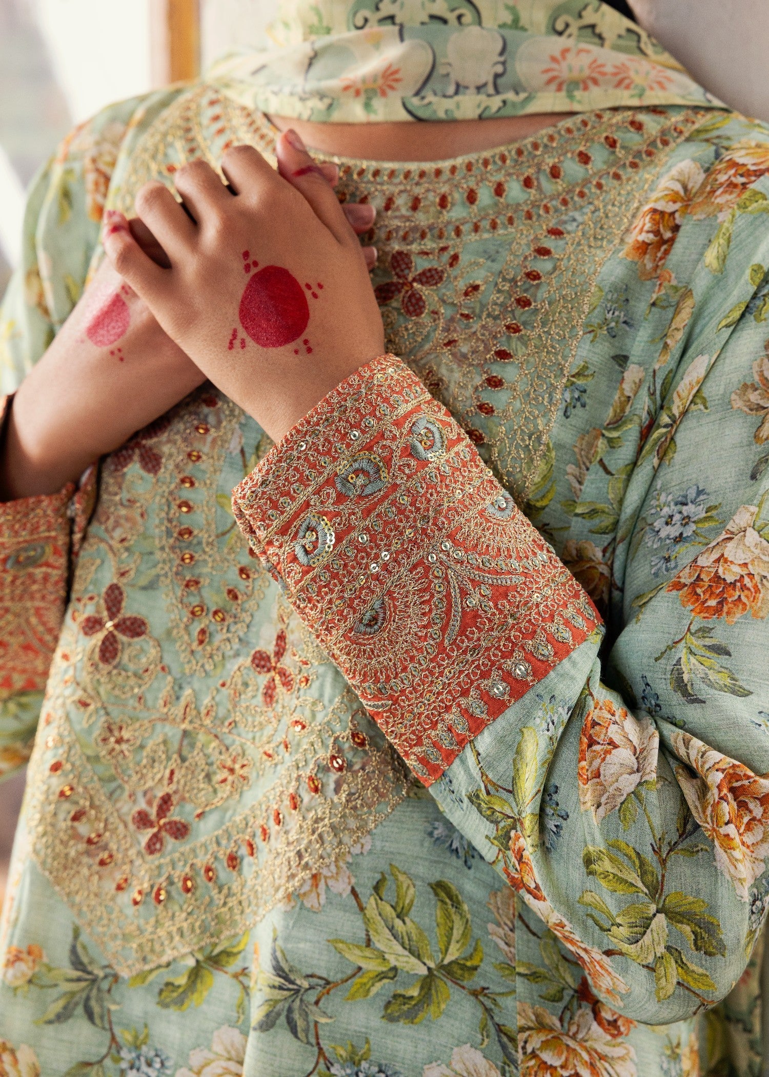 raw silk Pishwas in Pastel green