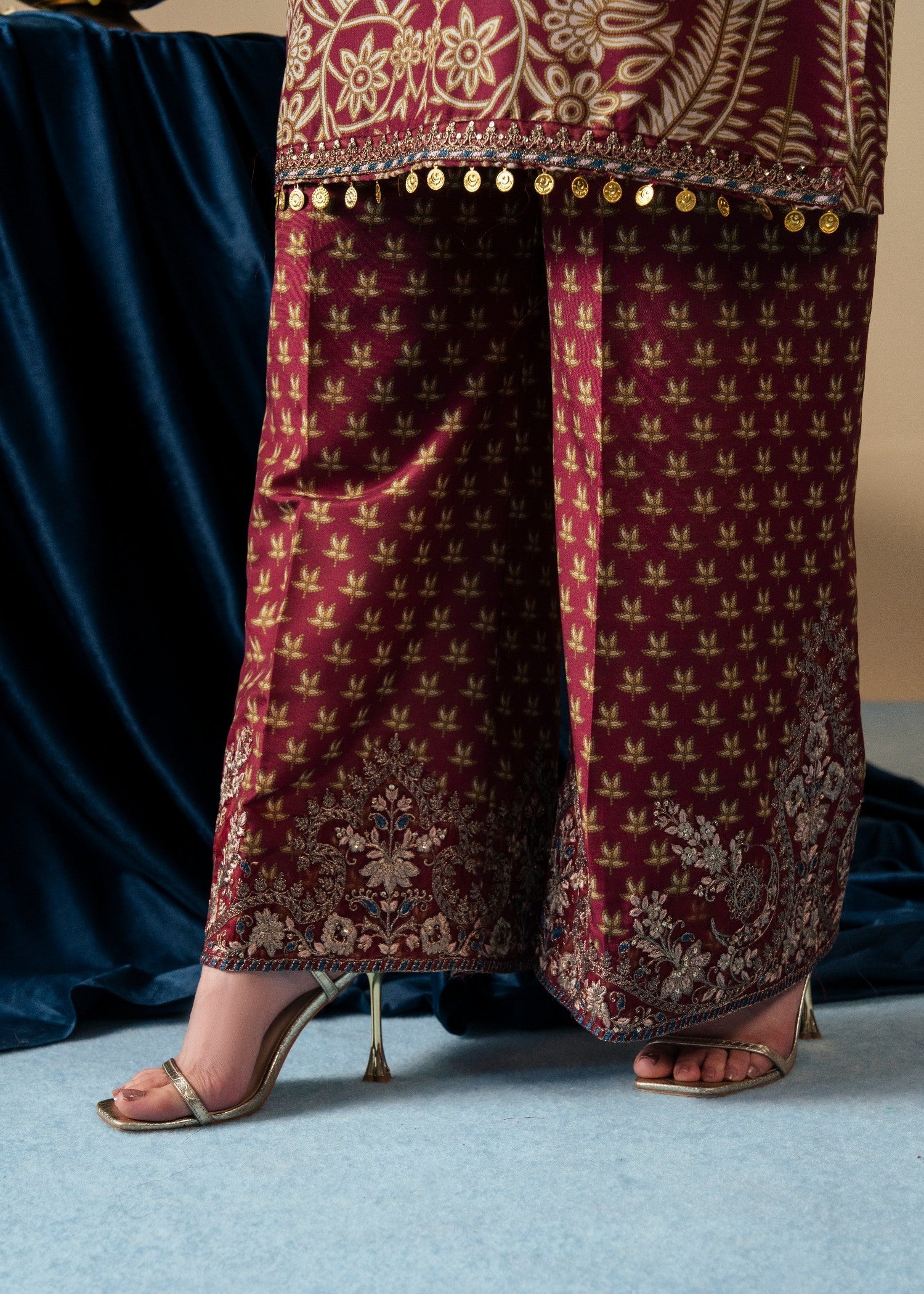 poly silk Kurta Set in Maroon