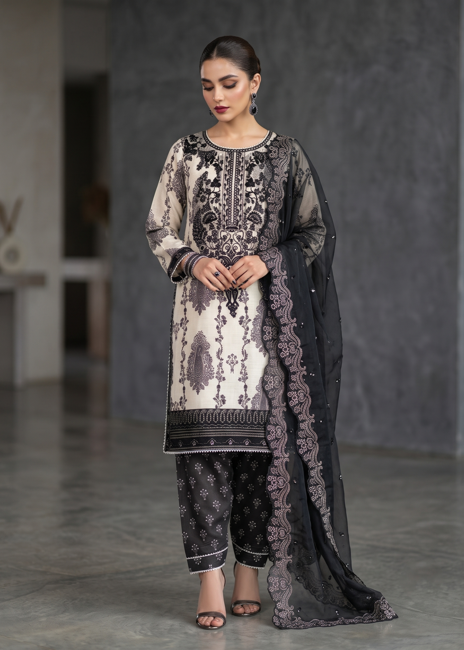 raw silk Kurta Set in Cream