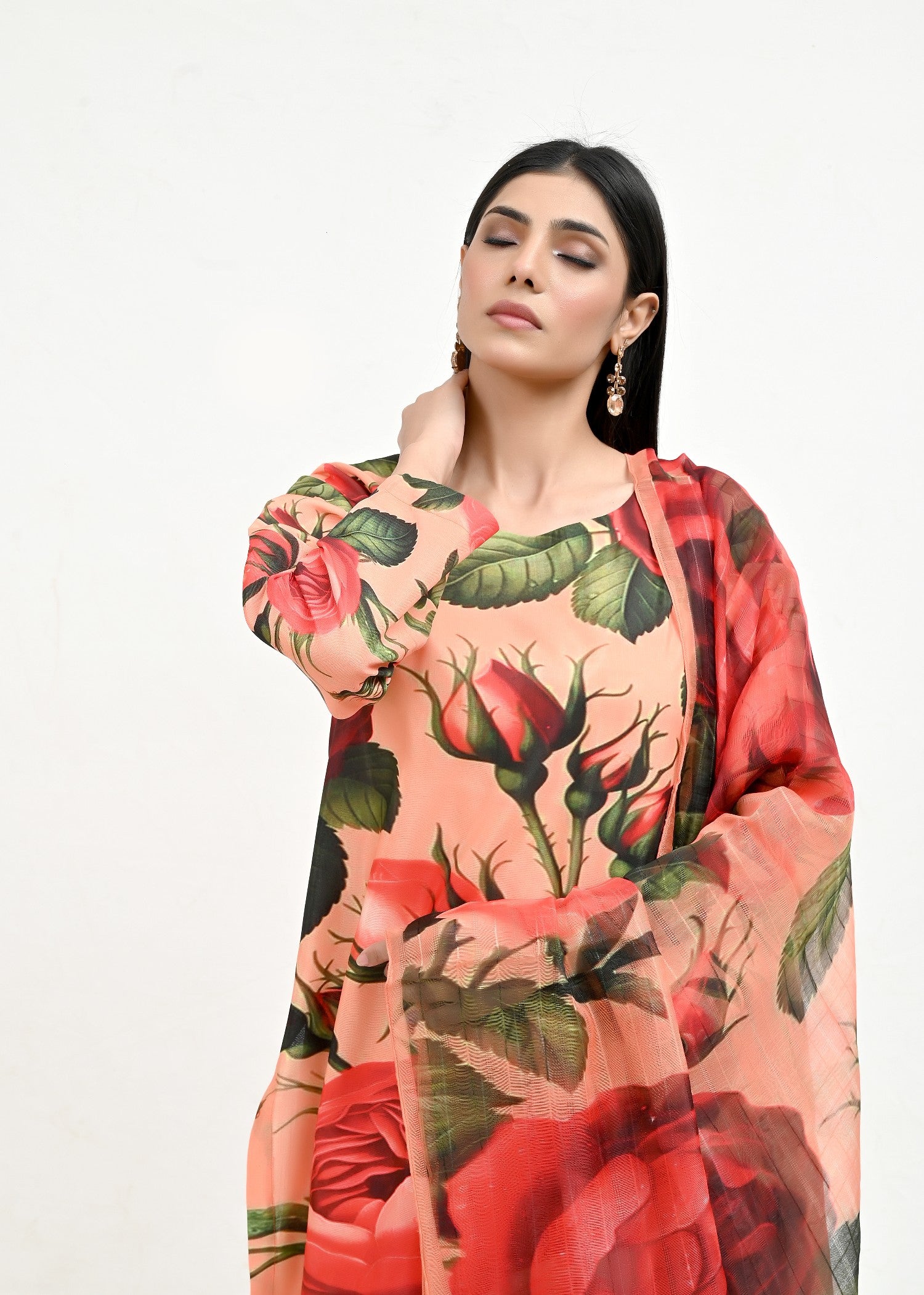pk raw silk Kurta Set in Carrot orange