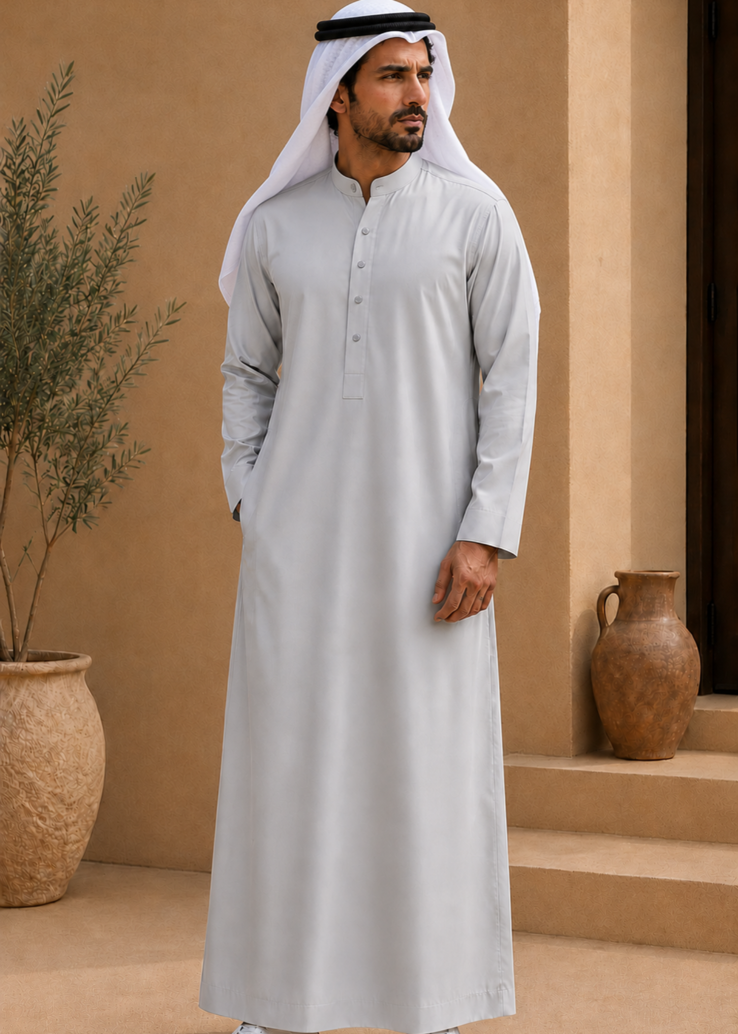 wash & wear Kurta in Pastel grey