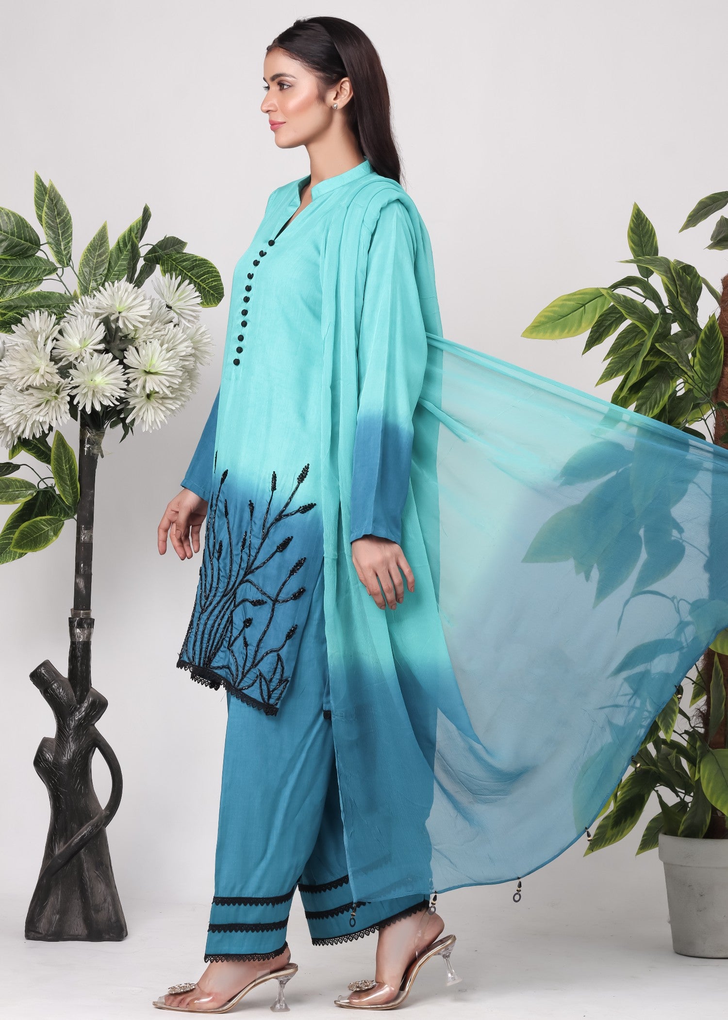 viscose Kurta Set in Turquoise