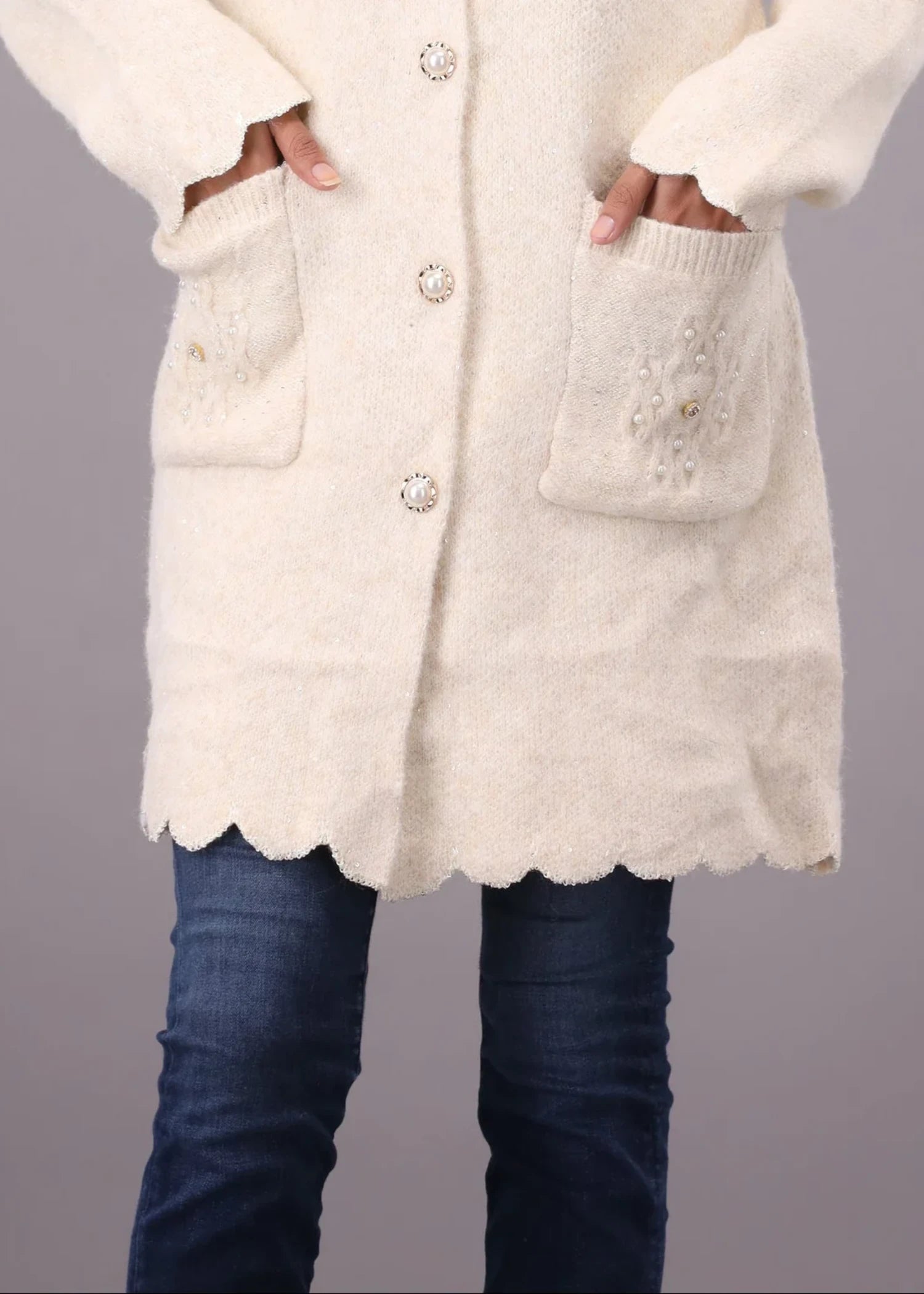 wool Cardigan in Cream