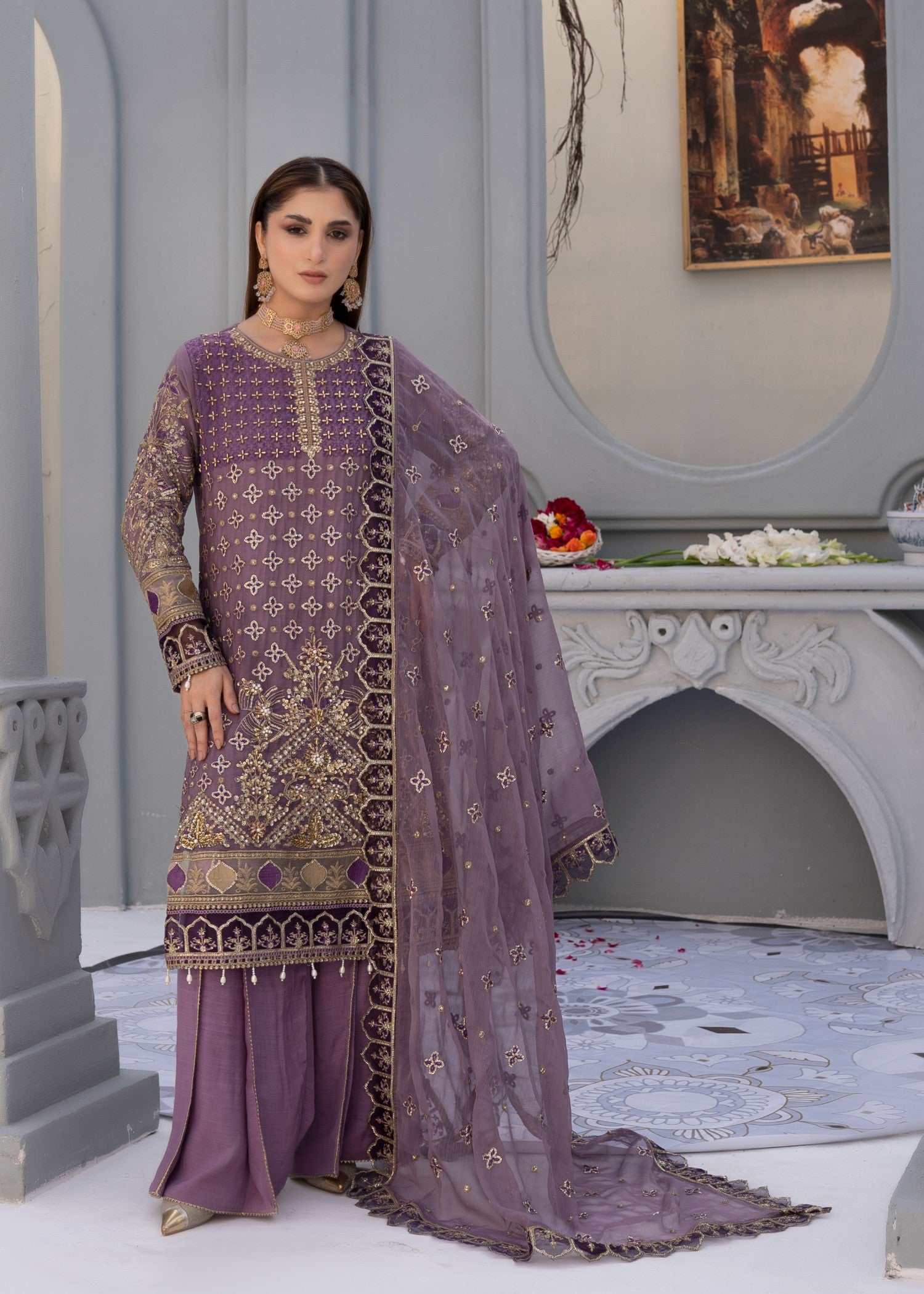 chiffon Sharara in Mulberry