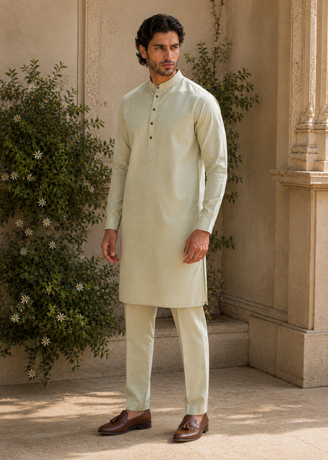 wash & wear Kurta Set in Apple green