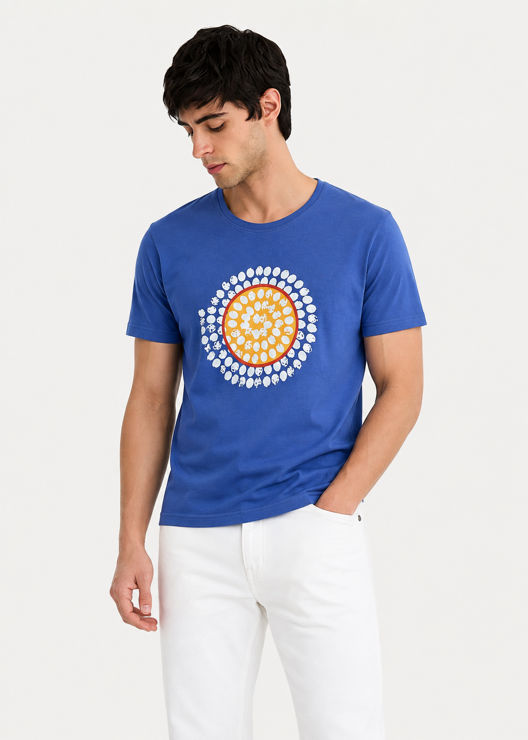 cotton T Shirt in Royal blue, azure