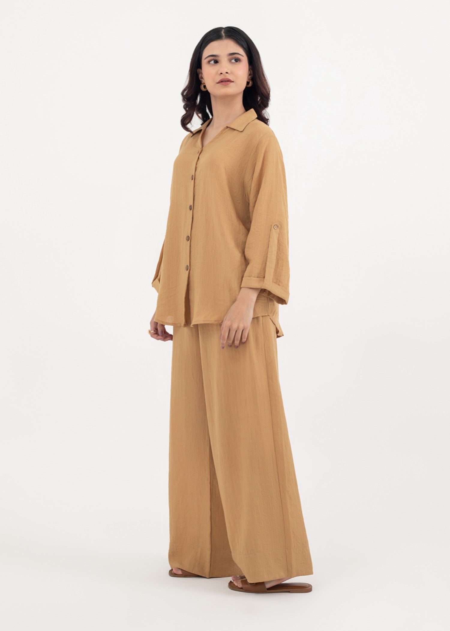 cotton Co Ord Sets in Camel brown