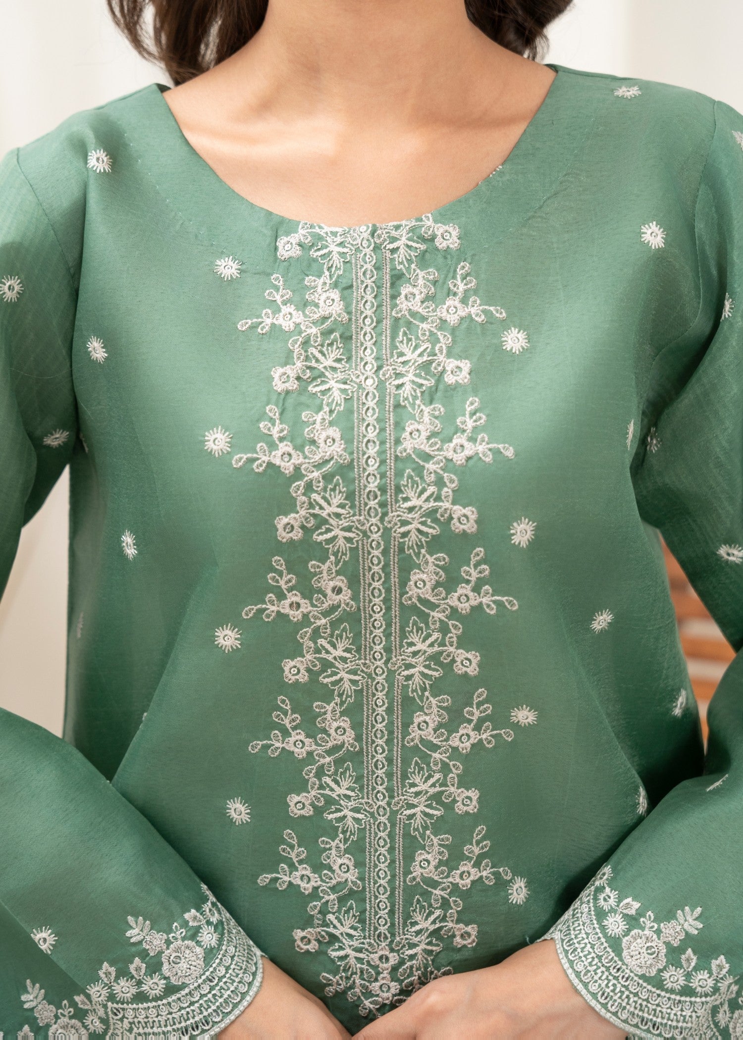 kattan silk Kurta Set in Mint green