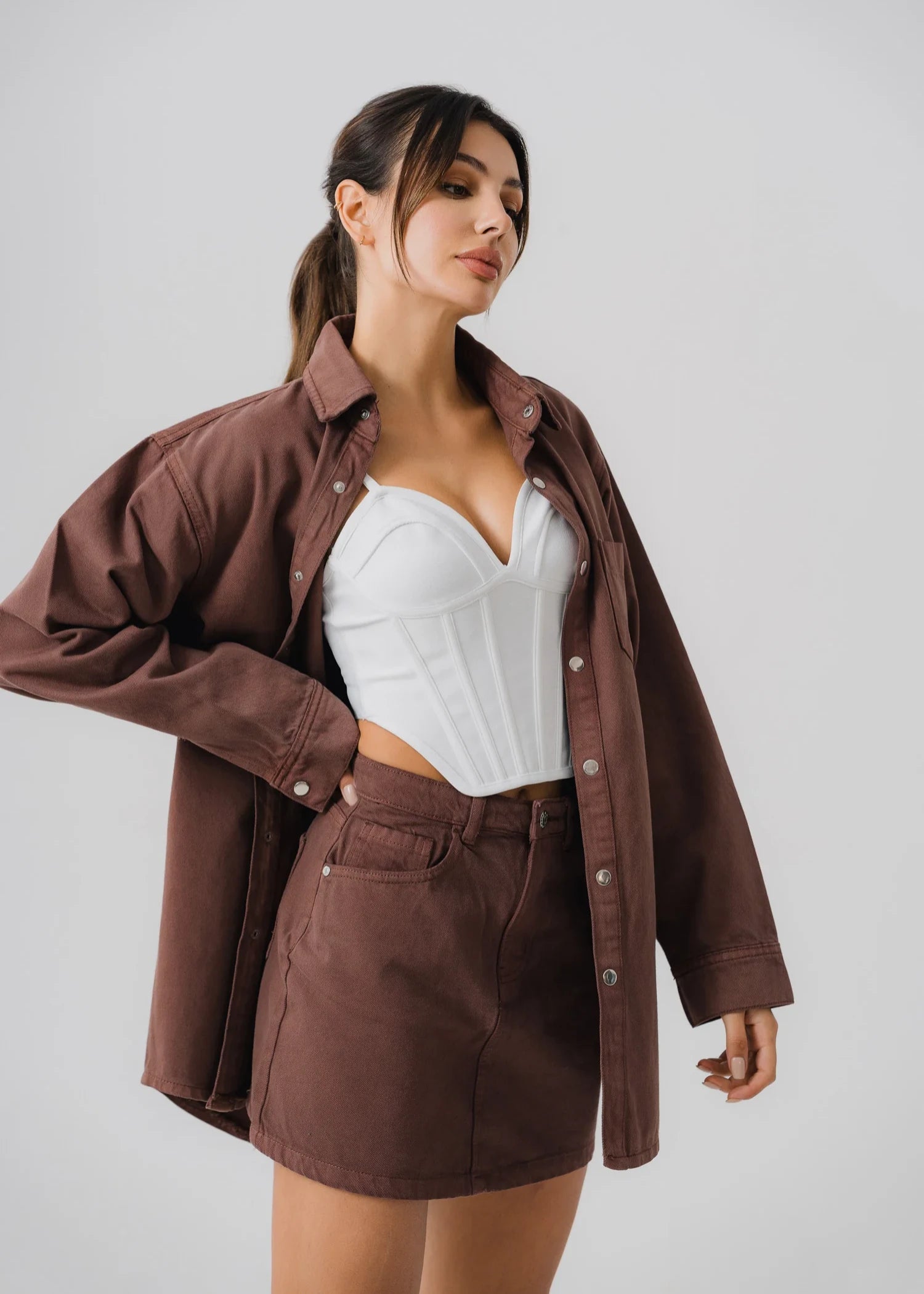 cotton Skirt in Brown