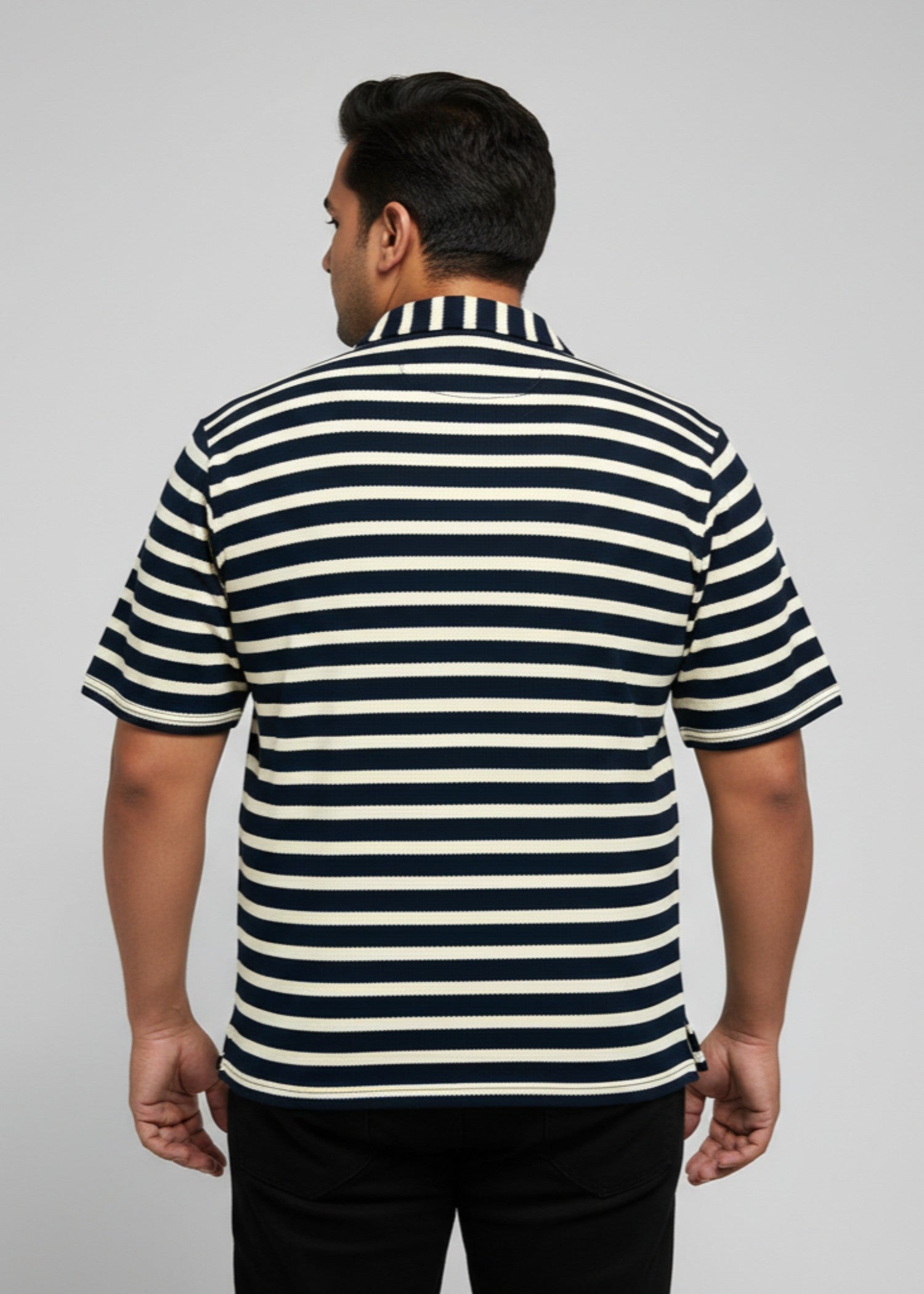 polyester jacquard Polo Shirt in Navy blue