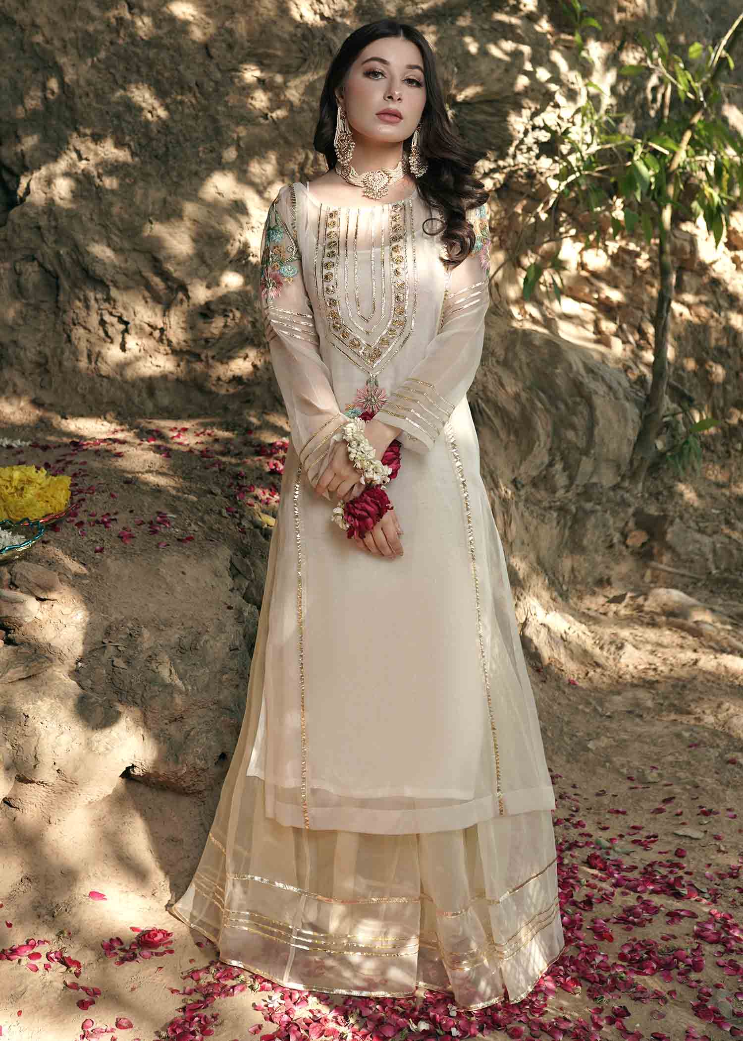 organza Sharara in White