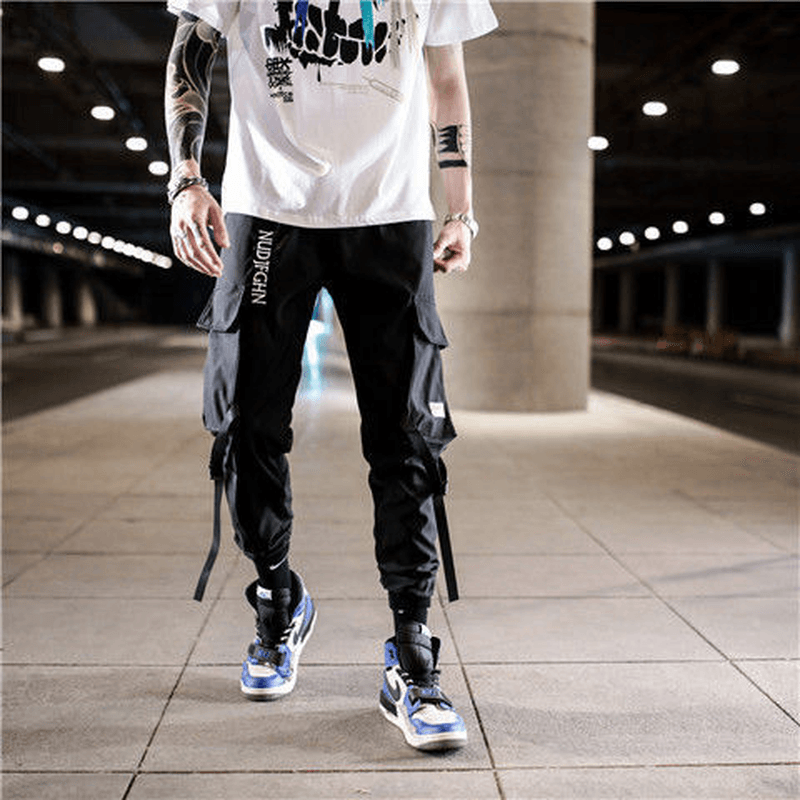 Overalls Men'S Spring and Summer Korean Style Cropped Trousers Trend Function Wind