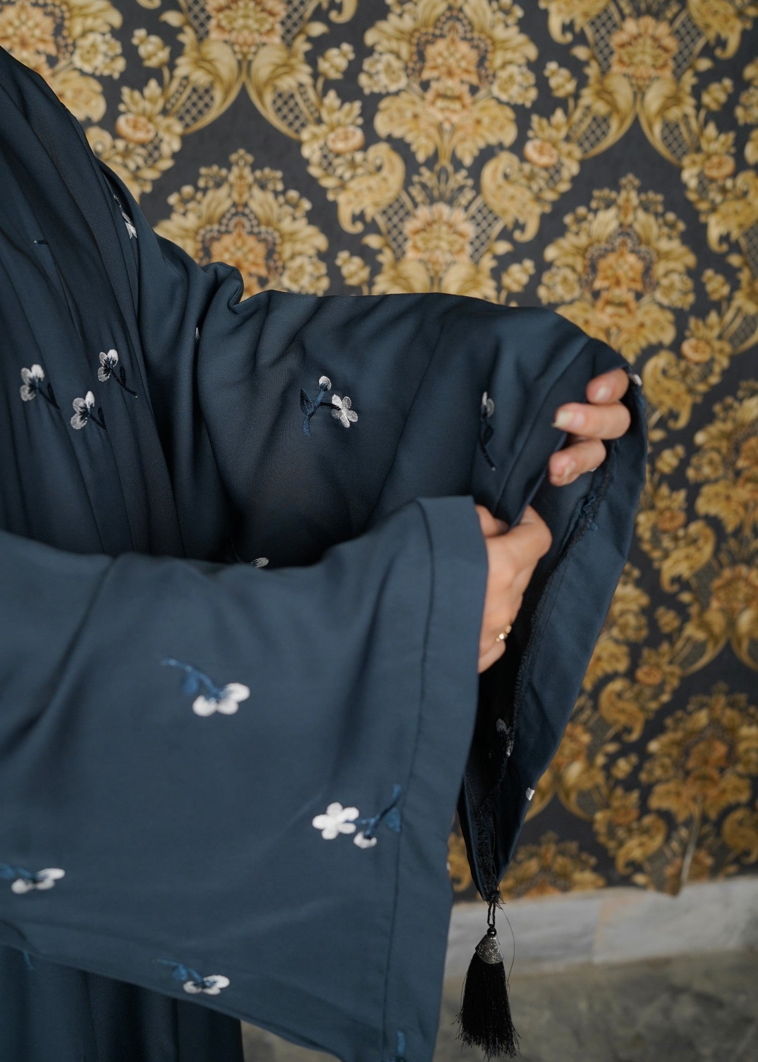 thai silk Abaya in Teal