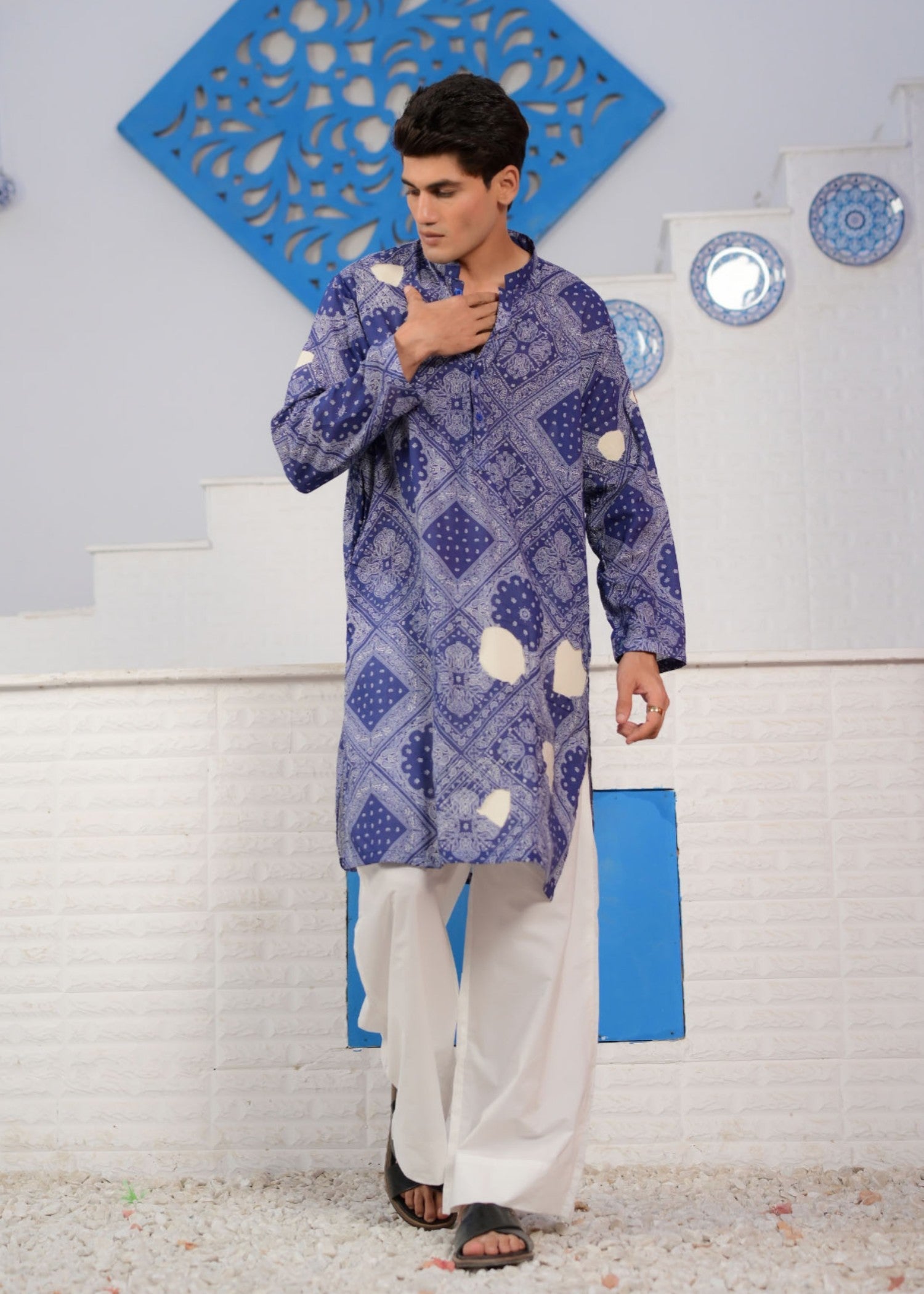 cotton Kurta in Cobalt blue