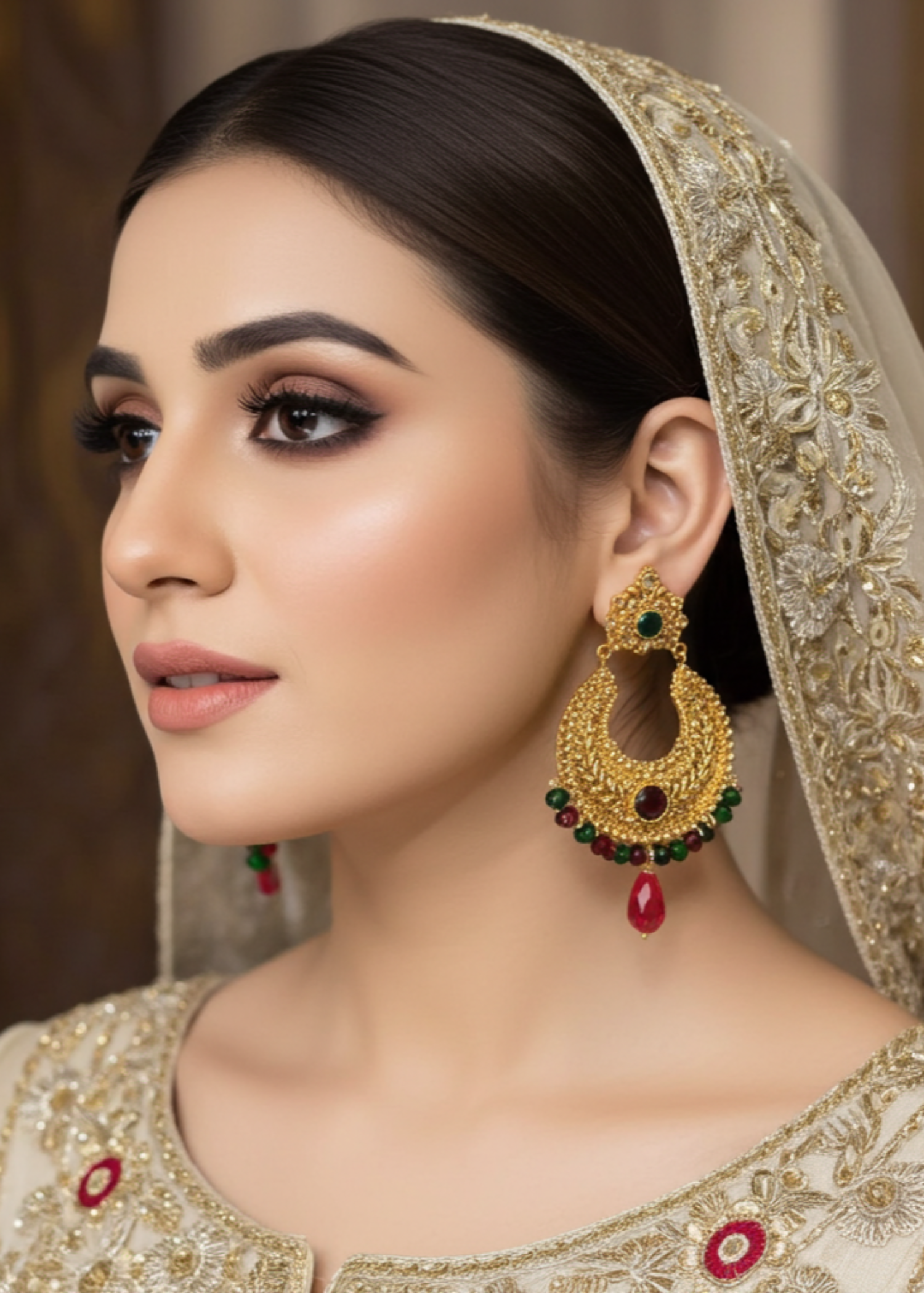 Earrings in Crimson Color by - Trendy Women Earrings VXG7957