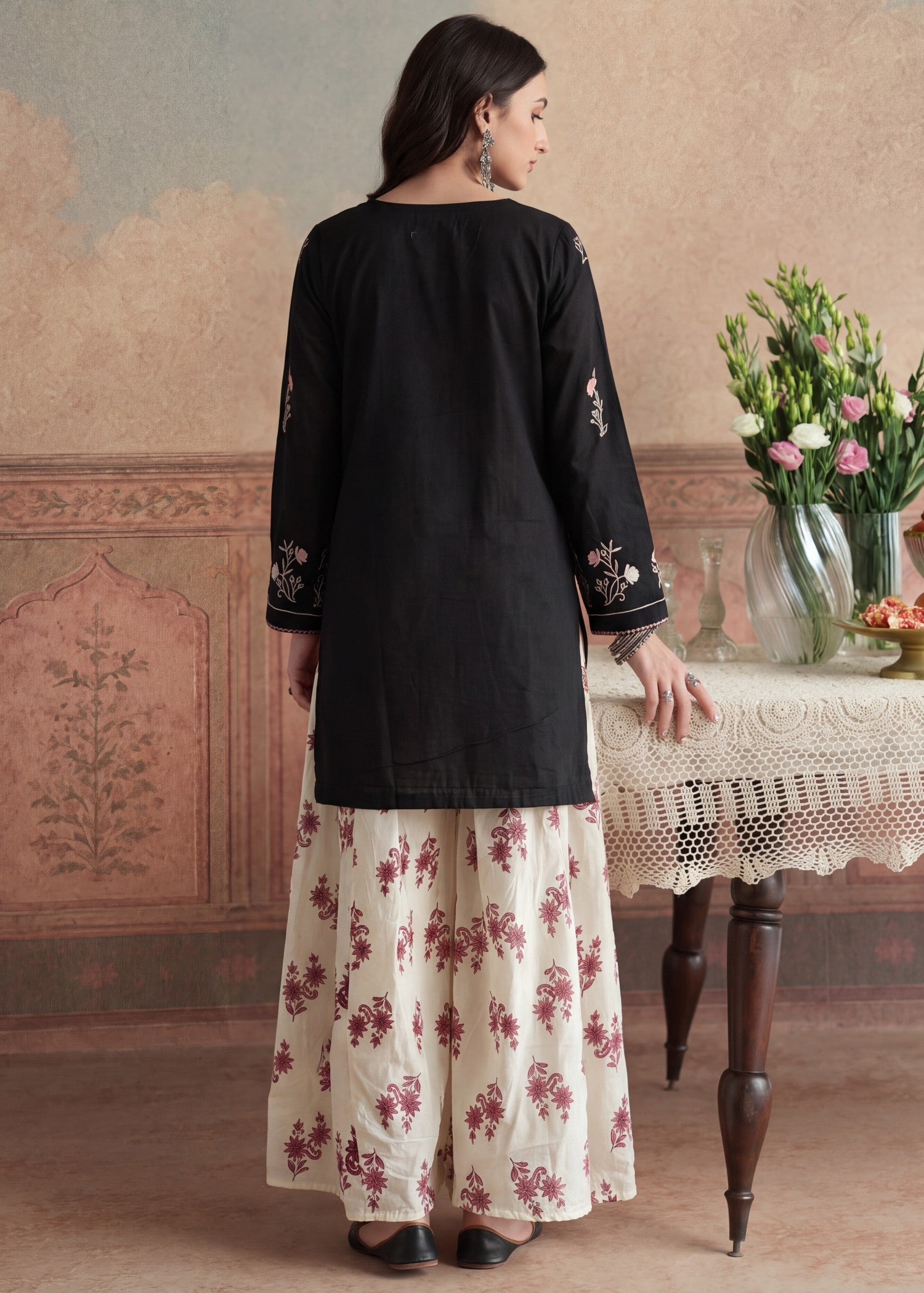 lawn Sharara in Black