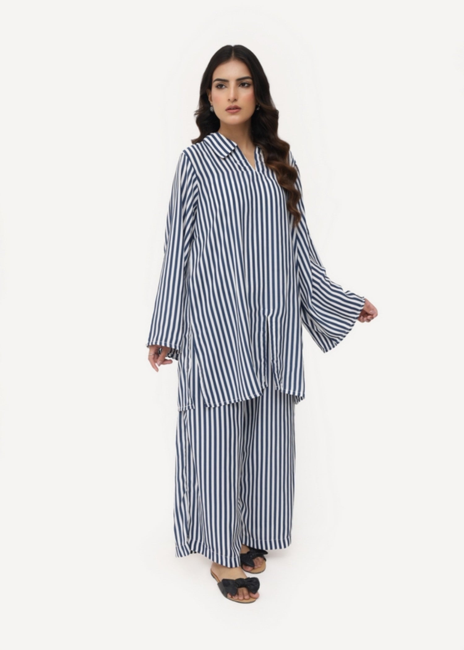 silk finish lawn Co Ord Sets in Navy blue
